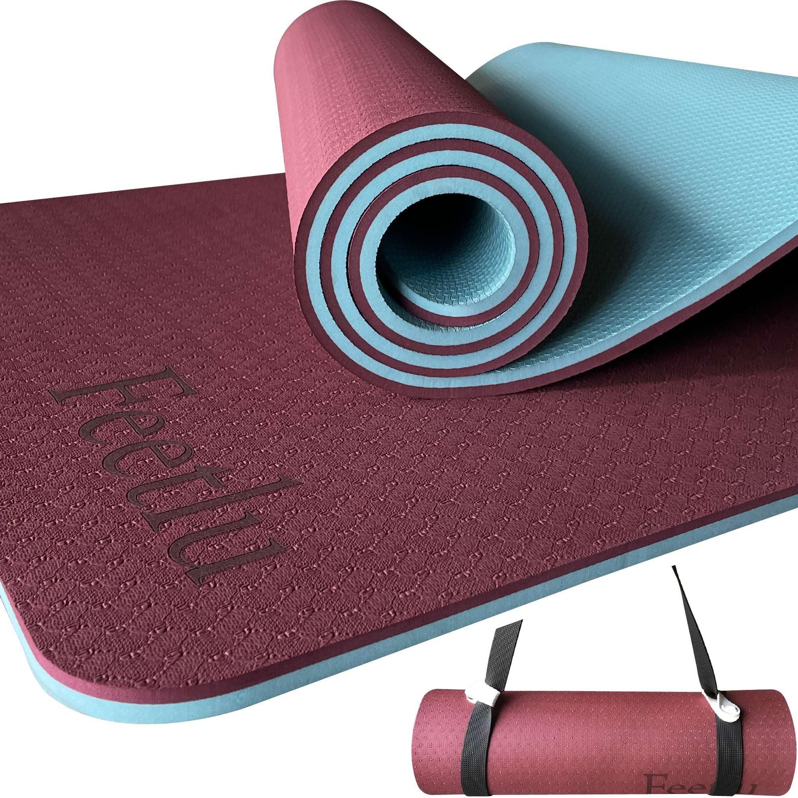 Extra Thick Exercise Yoga Mat with Strap – 2/5 Inch (10MM), Non-Slip Workout …