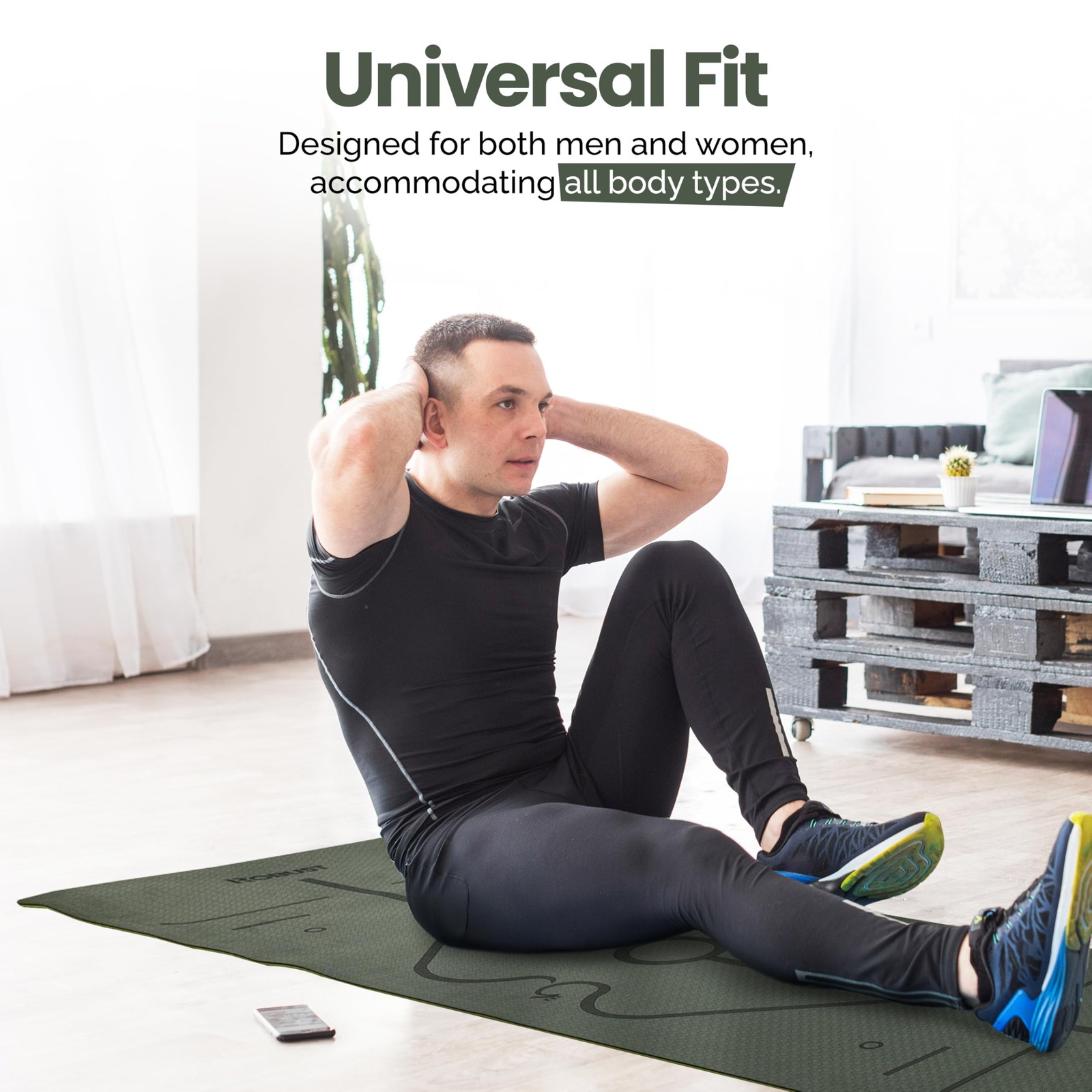 Robust Non-Slip Yoga Mat with Strap, TPE Eco-Friendly Workout Mat for Yoga wi…