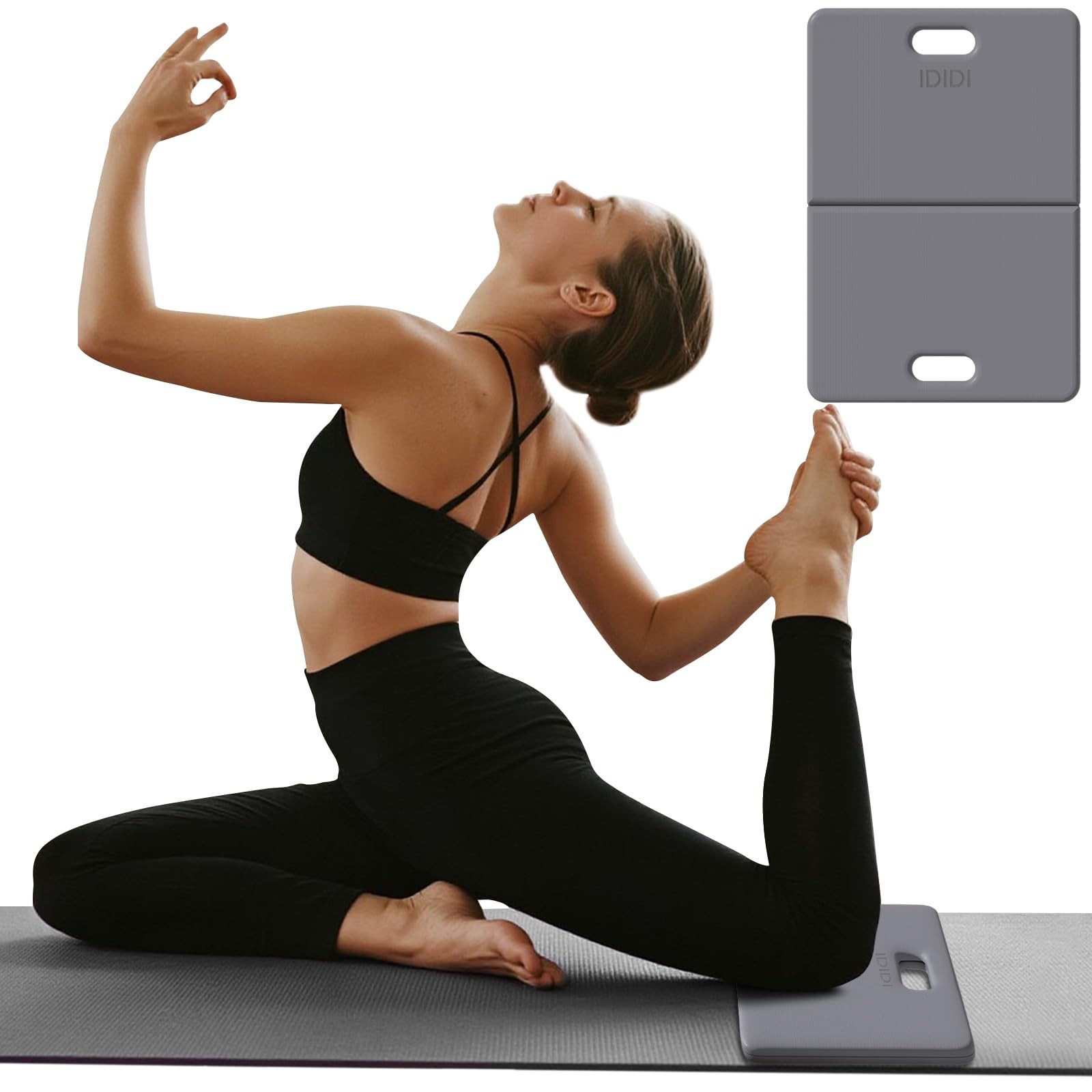 Foldable Yoga Knee Pads Cushion 12x17x1 Inch NonSlip Handle Mat Gym Home
