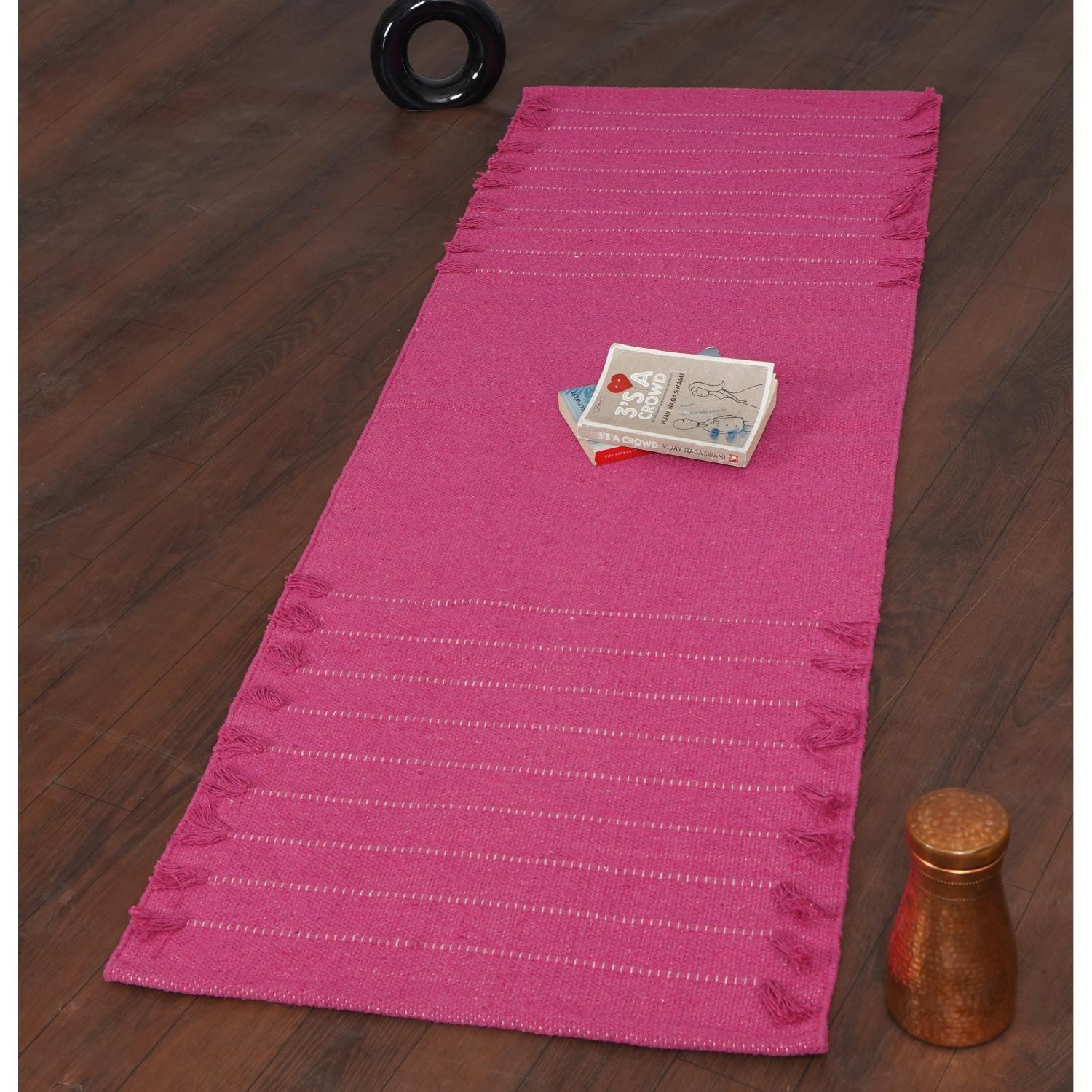 Handwoven Organic Cotton Yoga Mat – Non-Slip Herbal Infusion, 2×6 ft