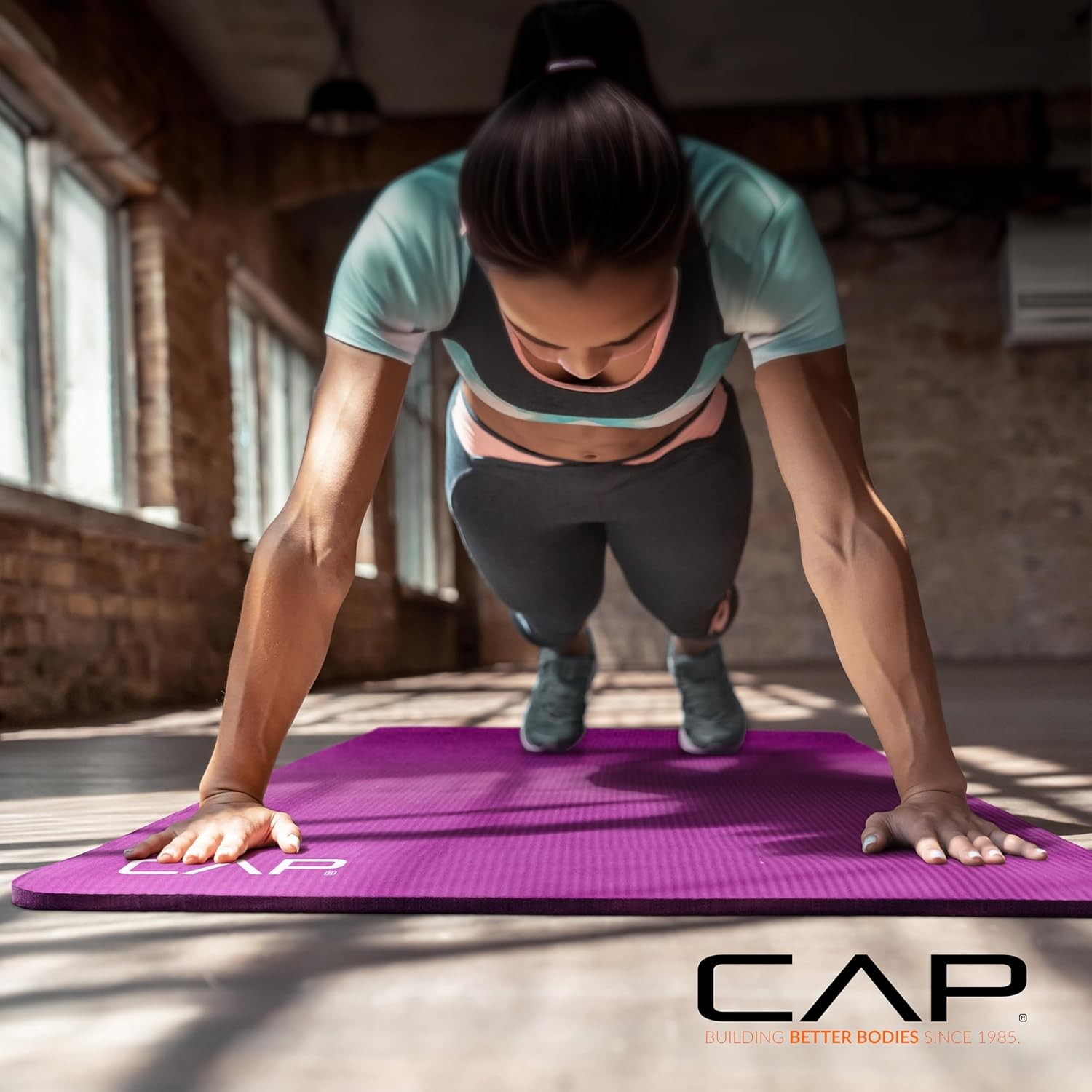 CAP Barbell 1/2-Inch High Density Exercise Yoga Mat with Strap | Multiple Option