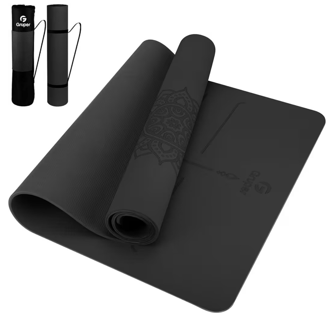 Gruper Yoga Mat Non Slip TPE Extra Wide Yoga Mat with Alignment Mark, 72″L X 32″