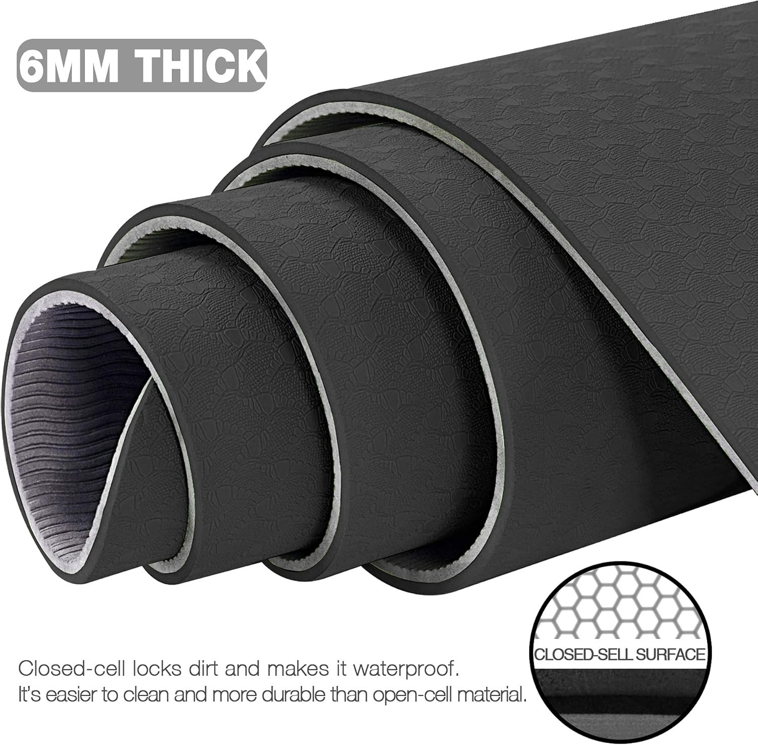 Large TPE Yoga Mat – 6’x4′ Double-Sided Non-Slip Exercise Mat for All Workouts