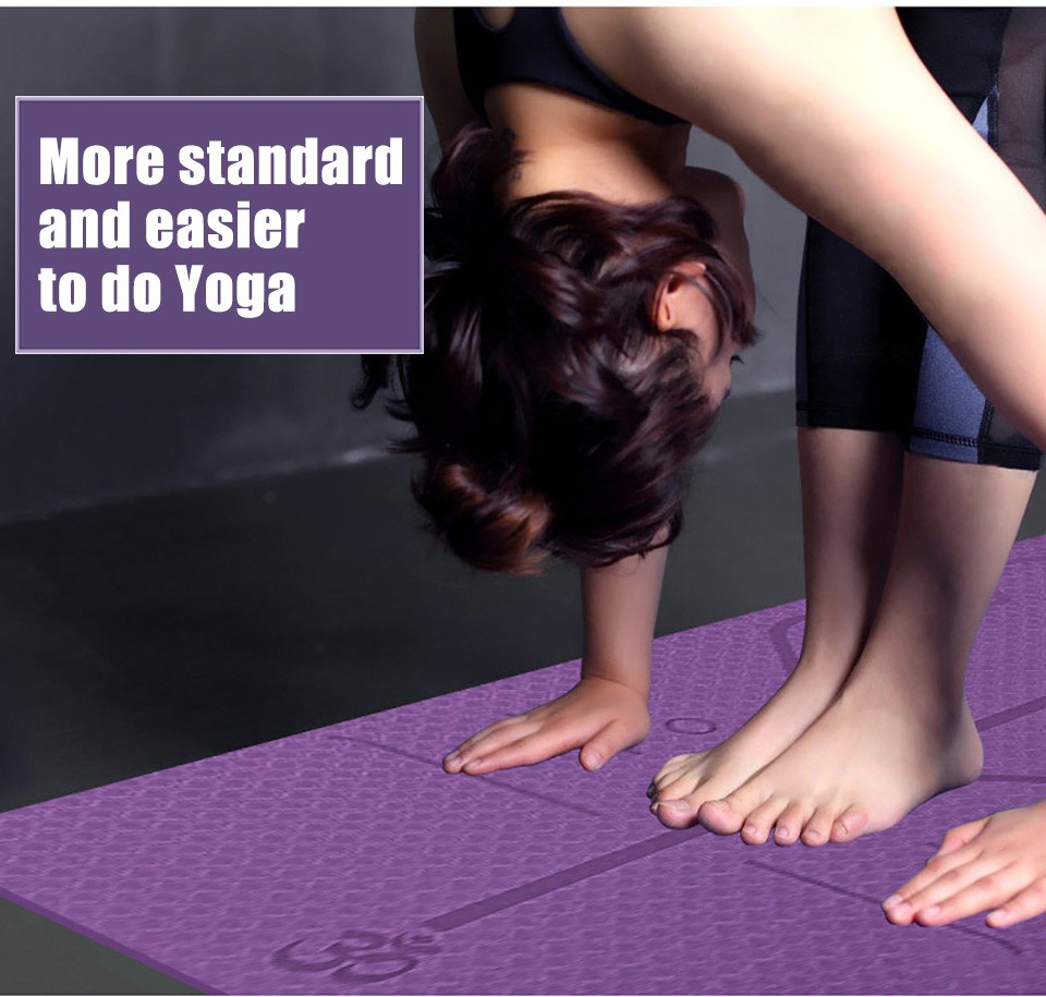 Non Slip TPE Yoga Mat Position Line Beginner Exercise Workout Waterproof New