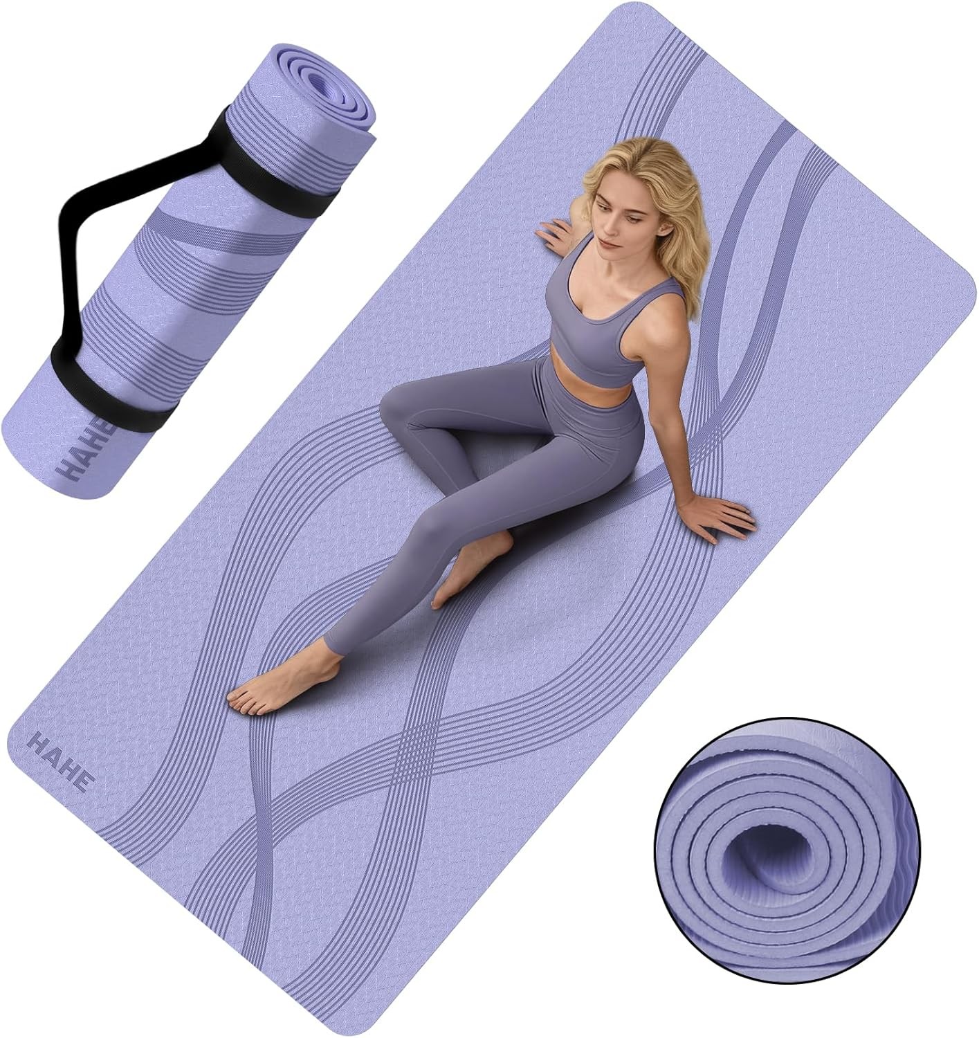 Hahe High Density Yoga Mat 76x32x0.27 Inch Exercise