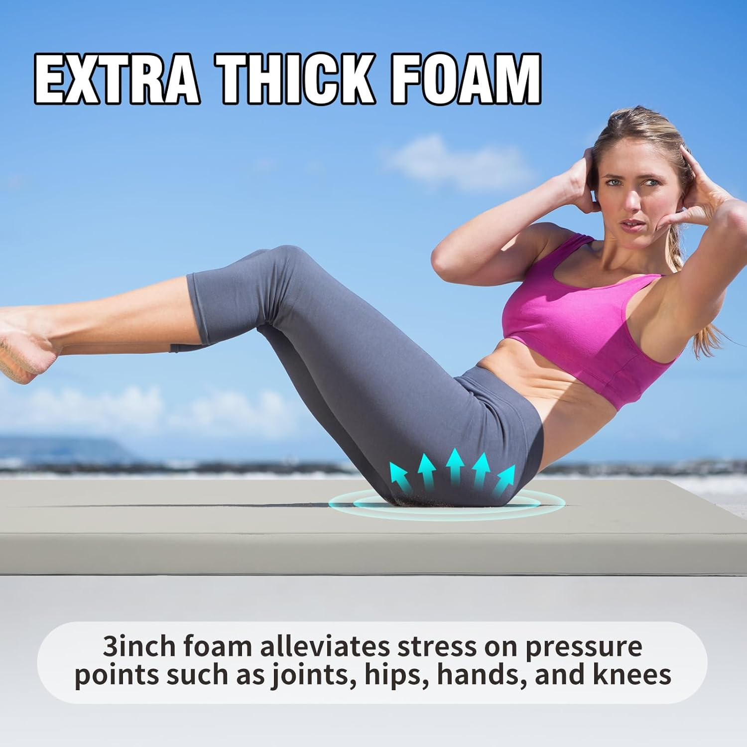 Extra-Thick 3″ Yoga Mat 72″x24″ Foldable PU Leather Fitness & Gymnastics Mat