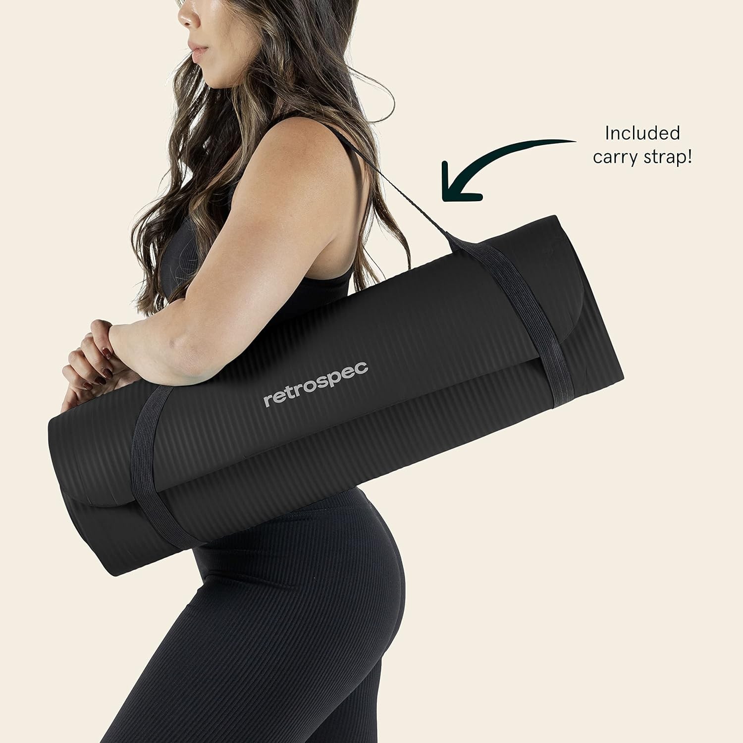 1″ Thick Yoga Mat Non-Slip w/ Strap Pilates Exercise Home Fitness