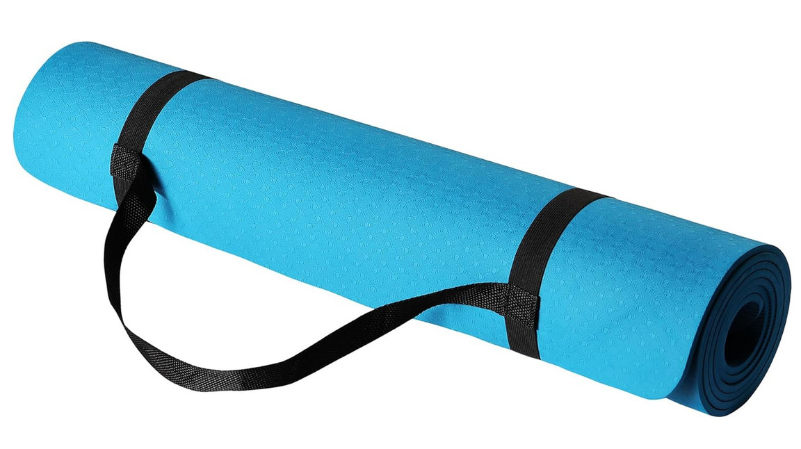 1/4 Inch Thick TPE Exercise Yoga Mat with Carrying Strap