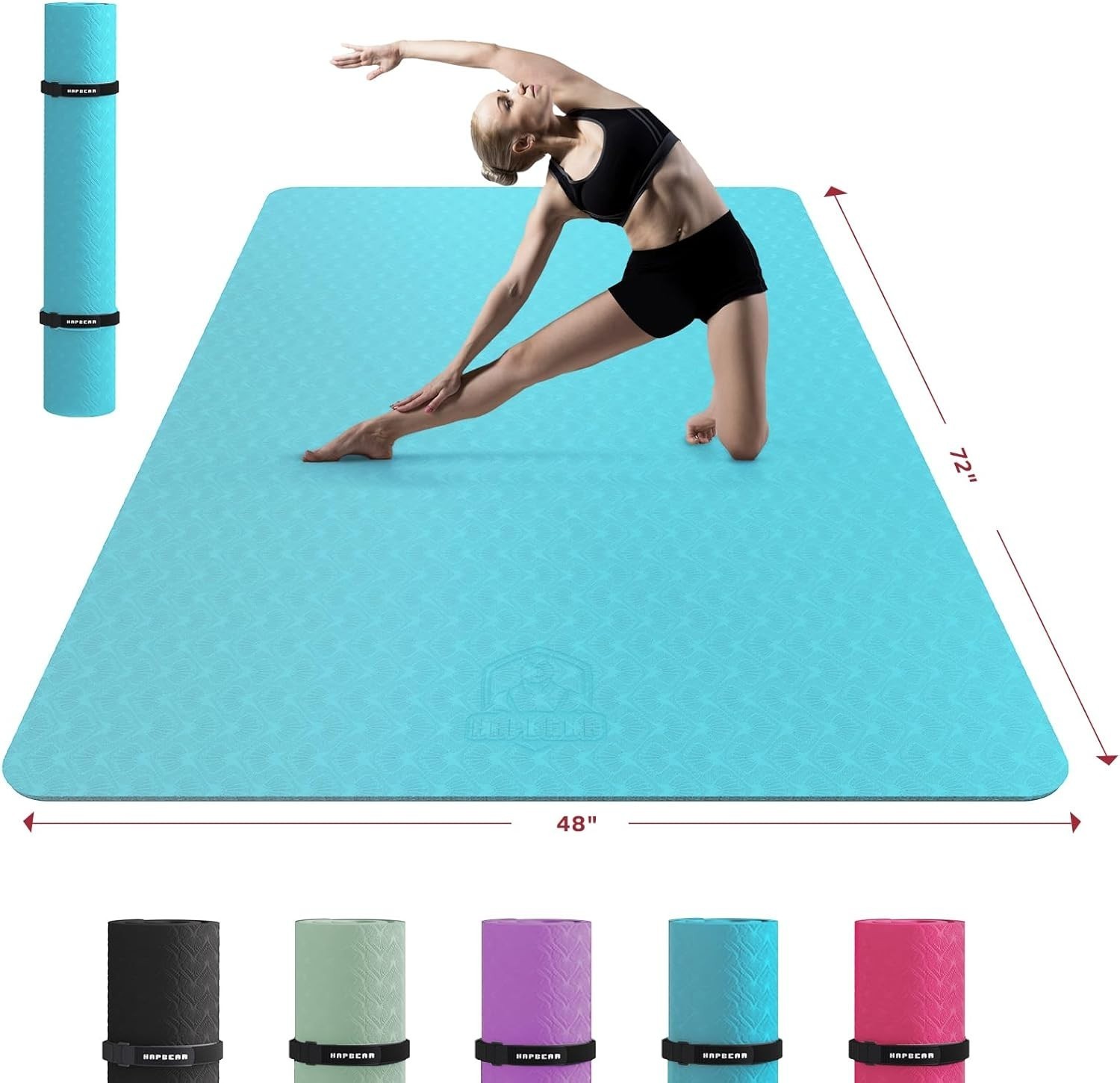 Extra Large Yoga Mat 72″x48″/78″x54″ 1/4″ & 1/3″ Thick Non-Slip Durable