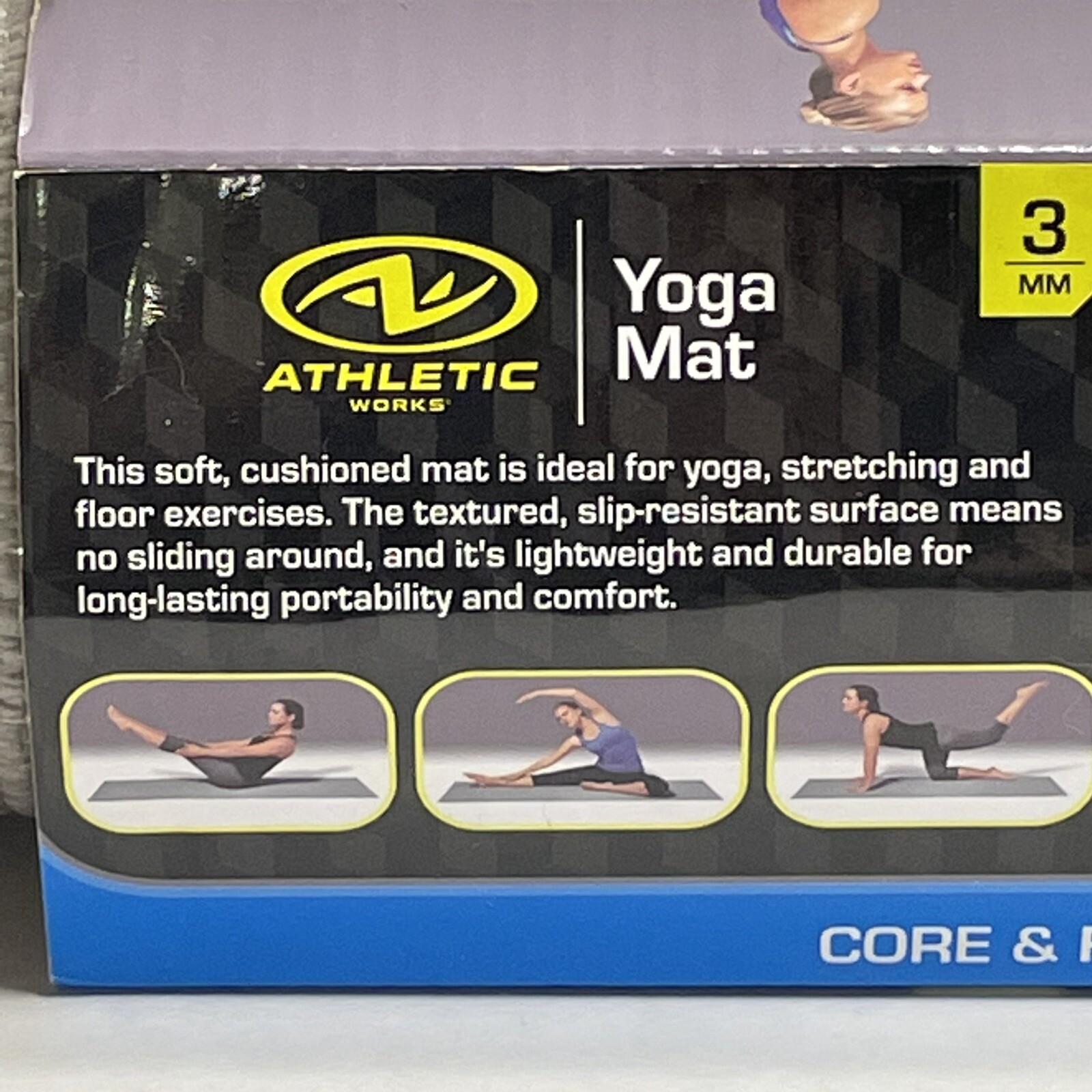 Yoga Mat Athletic Works Steel Gray 68″ x 24″ 3mm Soft Cushioned Support – NEW