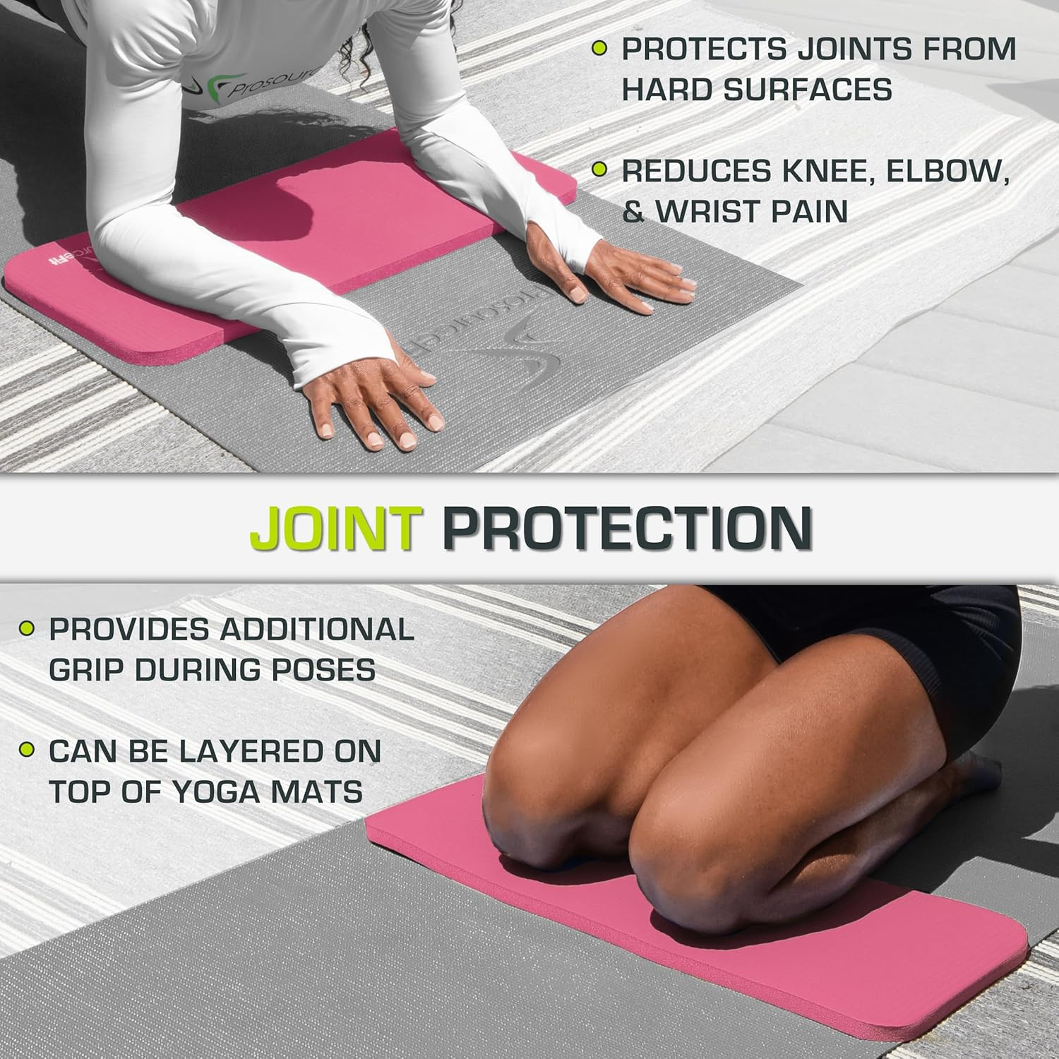 Extra Thick Yoga Knee Pad and Elbow Cushion 15Mm (5/8”) Fits Standard Mats for P