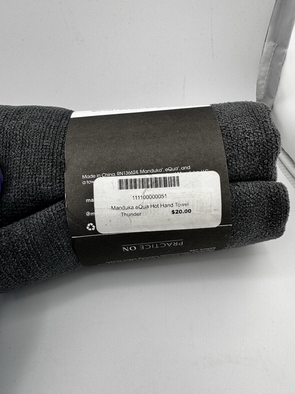 Manduka eQua Hot Yoga Hand Towel 25.5”X 16” Max Absorption