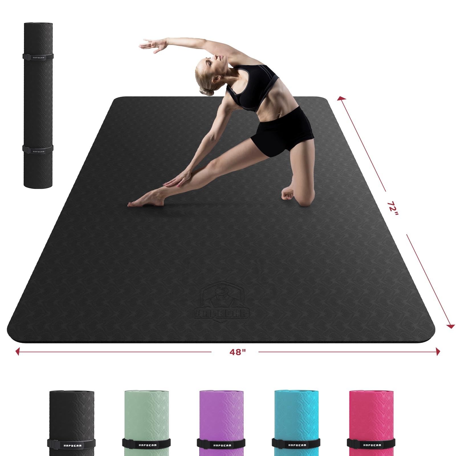 Extra Large Yoga Mat – 72″x48″x6mm (1/4 inch), Non-Slip, Durable, Eco-Friendl…