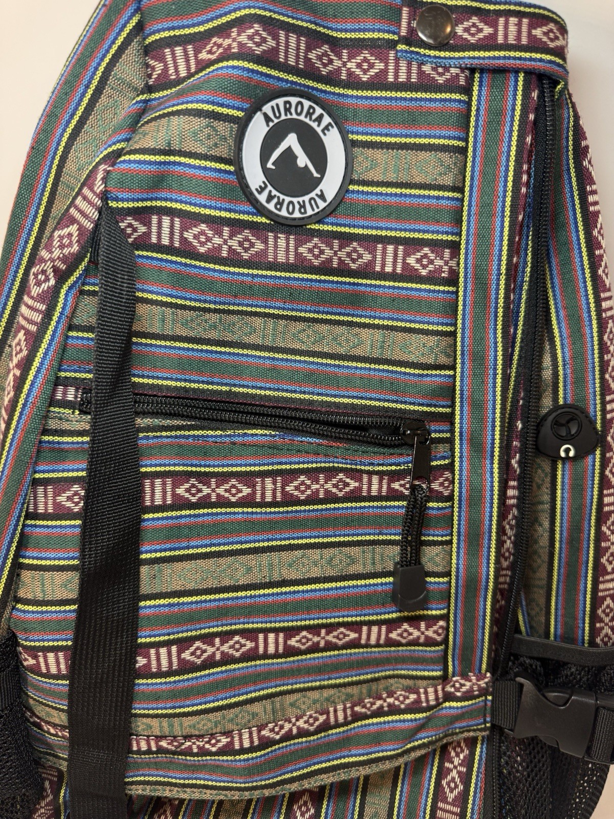 Urorae Yoga Mat Sling Backpack Bag Striped Multi-Color Crossbody Travel Pack