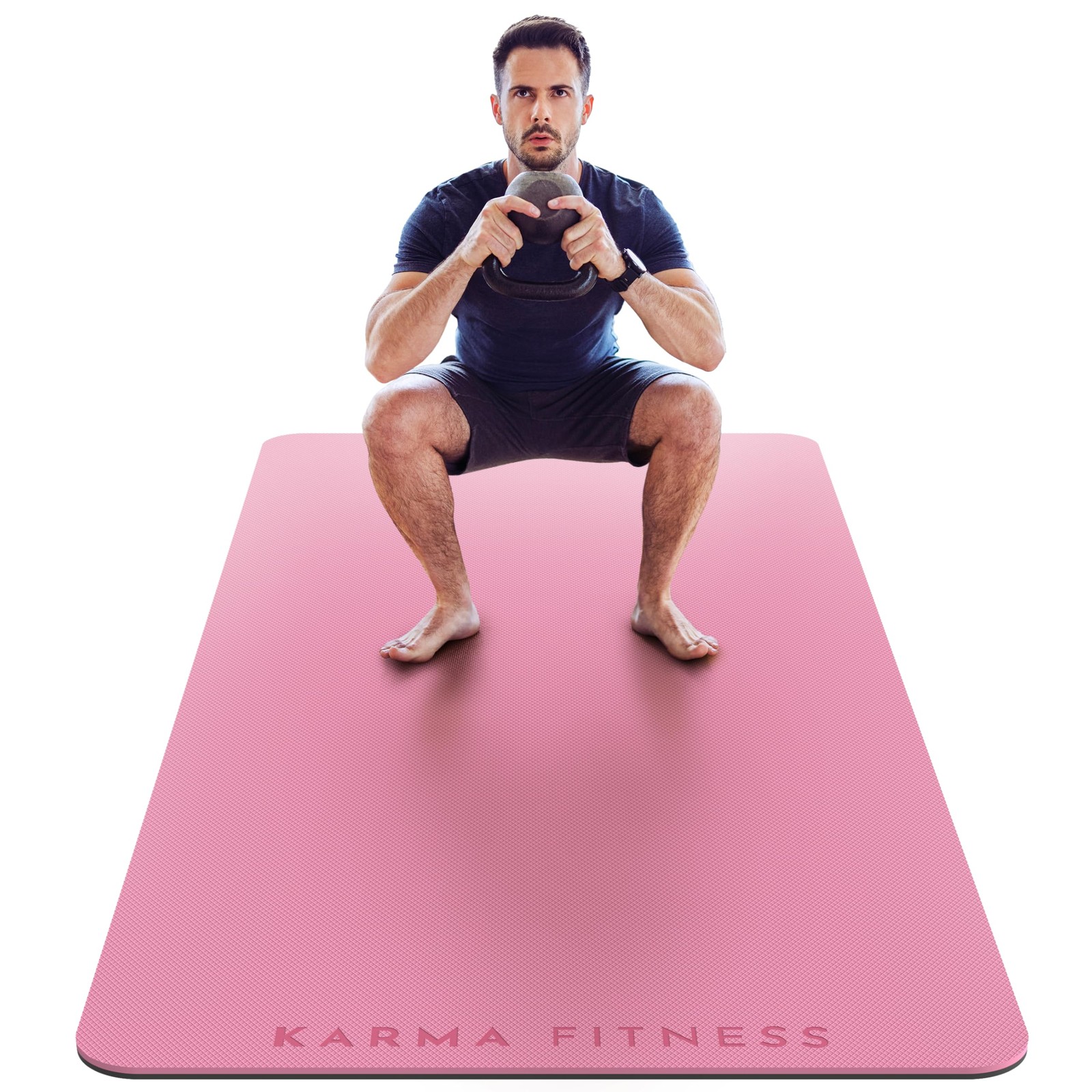 Large Exercise Mat – Extra Thick 10mm Workout Mat (72″x32″) – Non-Slip TPE Yo…