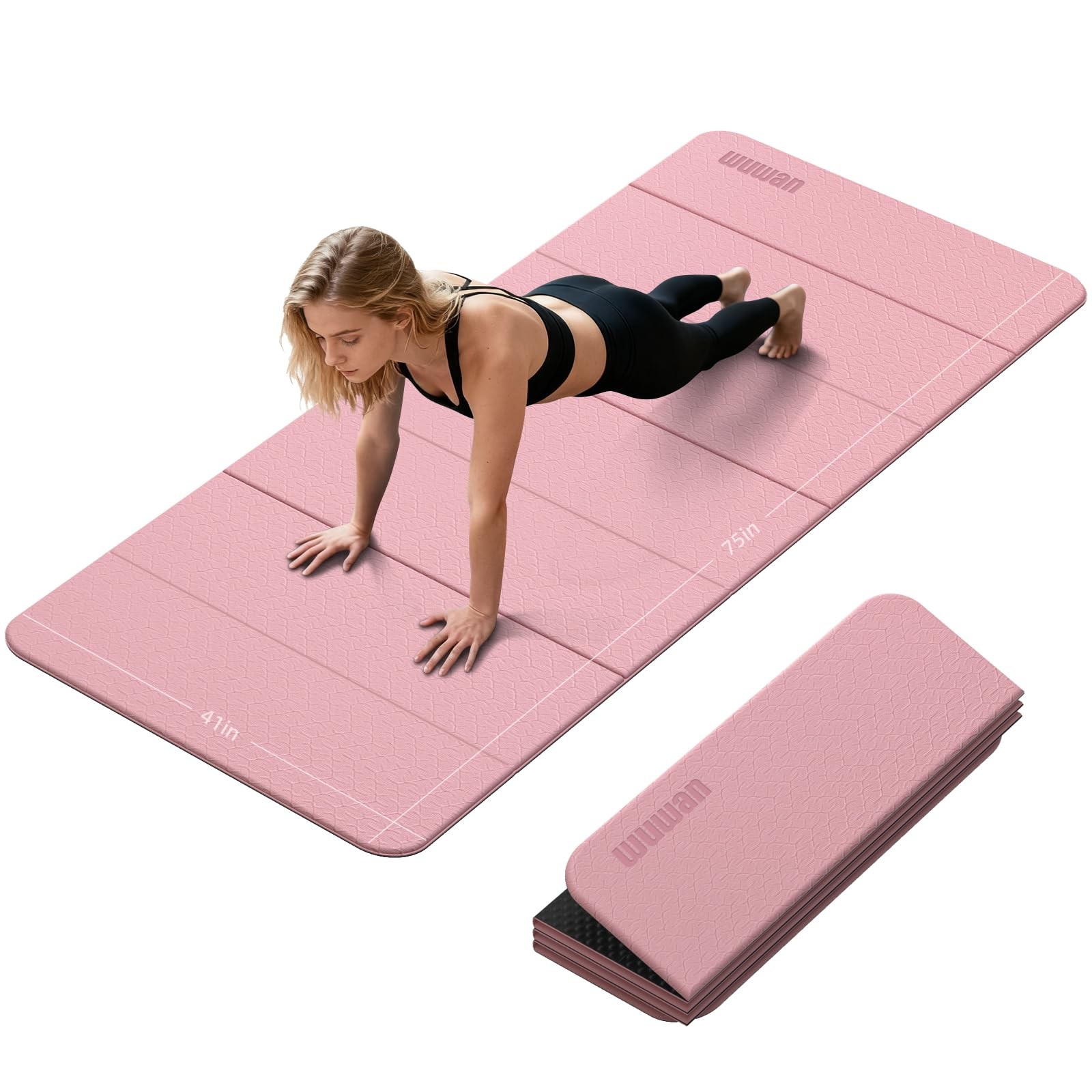 Foldable TPE Yoga Mat Thick 10mm,75″ x40″Extra Large Exercise Mats