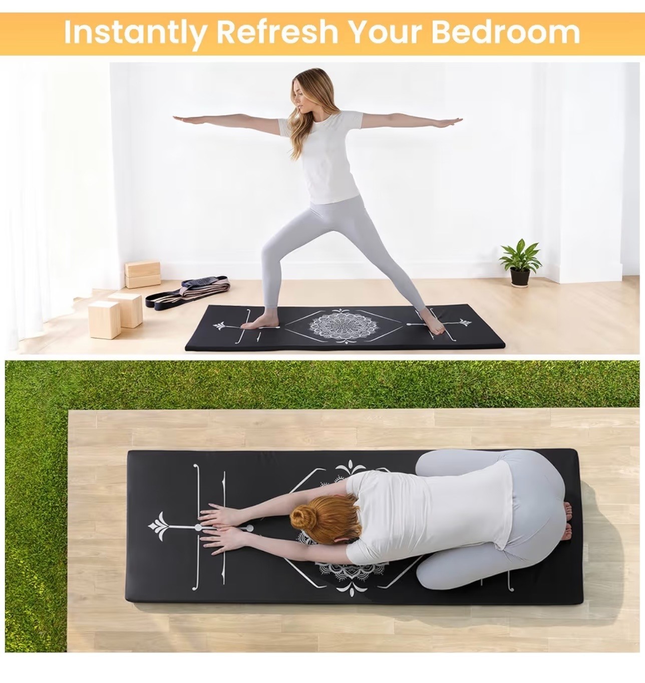 BALAPET Thickened Foam Yoga Mat with Alignment Marks Non Slip Exercise Mat w/ St