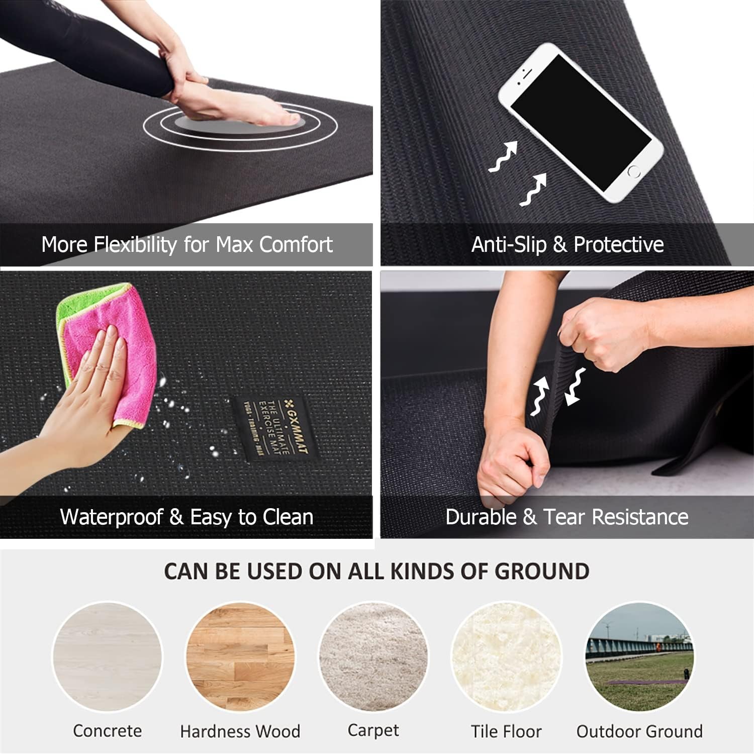 12×6 ft Extra Large Yoga Mat 7mm Non Slip Workout Pad