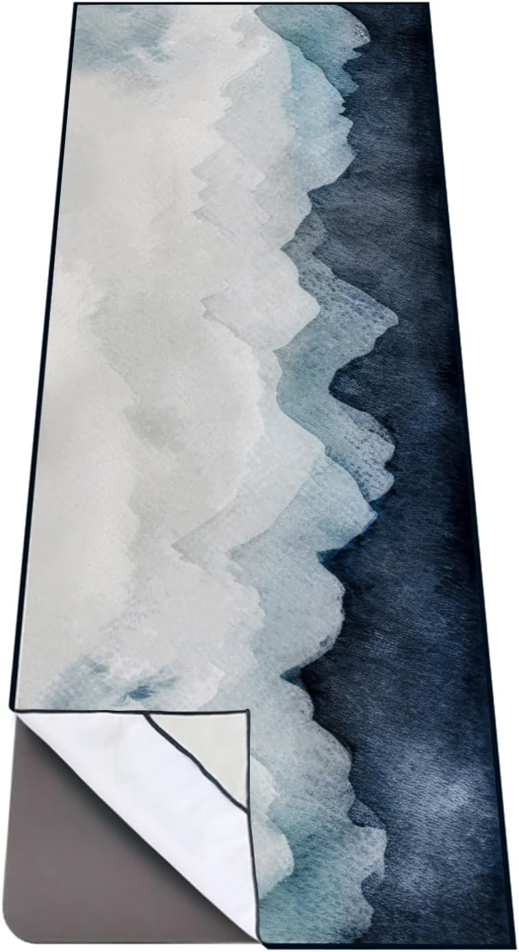 QiyI Yoga Mat Towel with Corner 70"x26", Watercolor Mountain