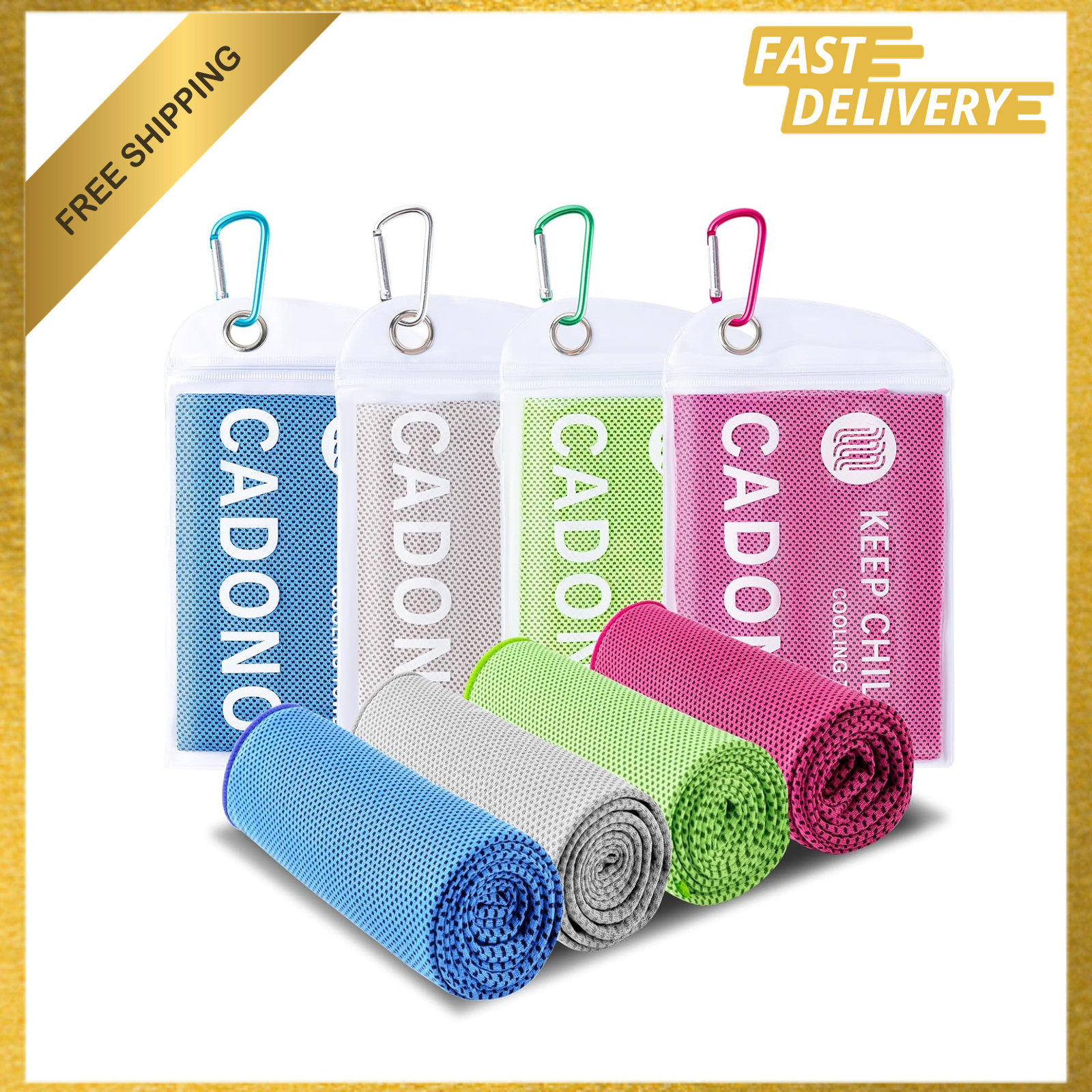 Cooling Towel, Microfiber, 40×12 Inches, Multicolor, Sports Fitness Camping Gym