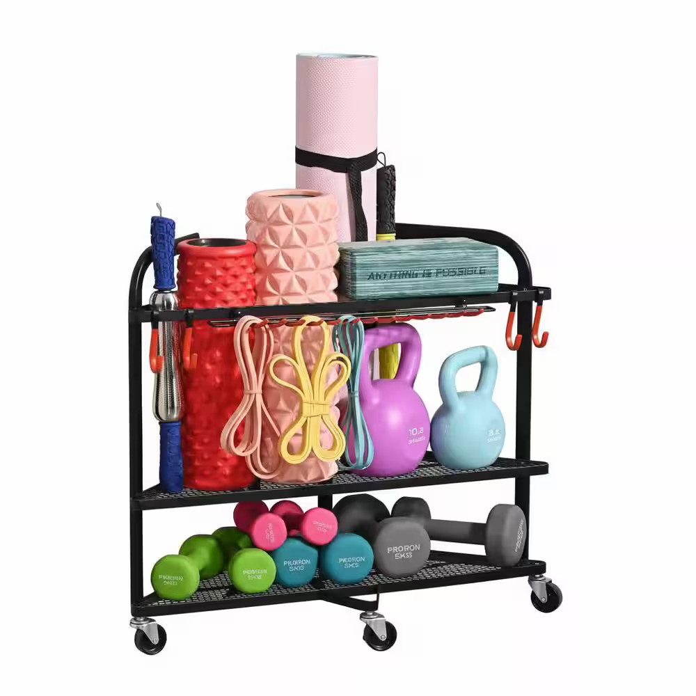 Heavy-Duty Dumbbell and Yoga Mat Storage Rack for Home Gym