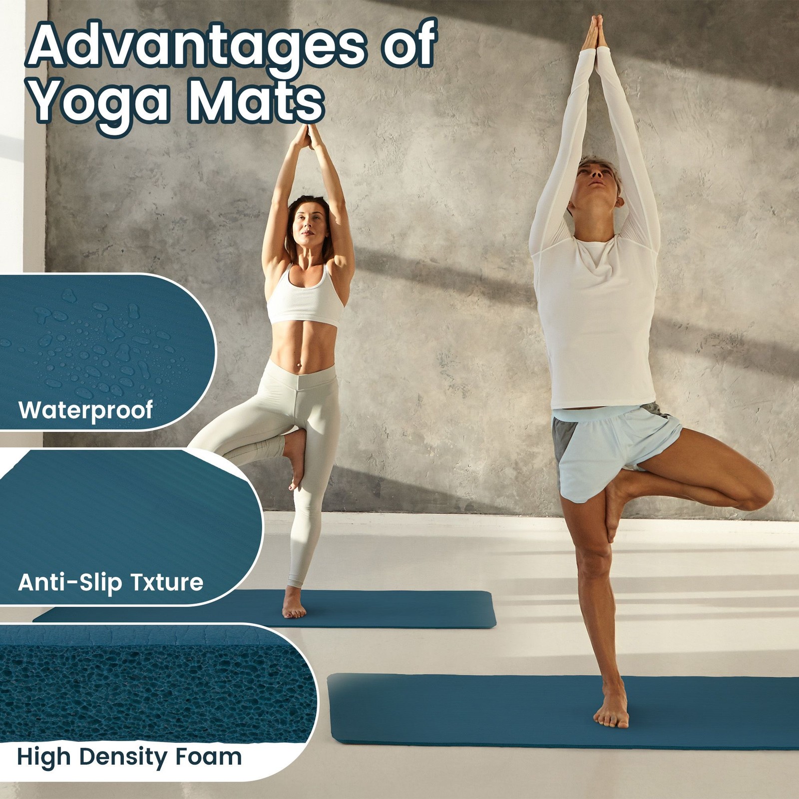 Fitvids 1/2″ Thick High Density Exercise Yoga Mat, Carrying Strap Blue(Open Box)