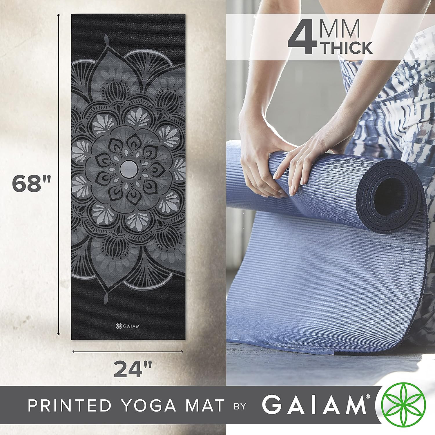 Print Yoga Mat, Non Slip Exercise & Fitness Mat for All Types of Yoga, Pilates &