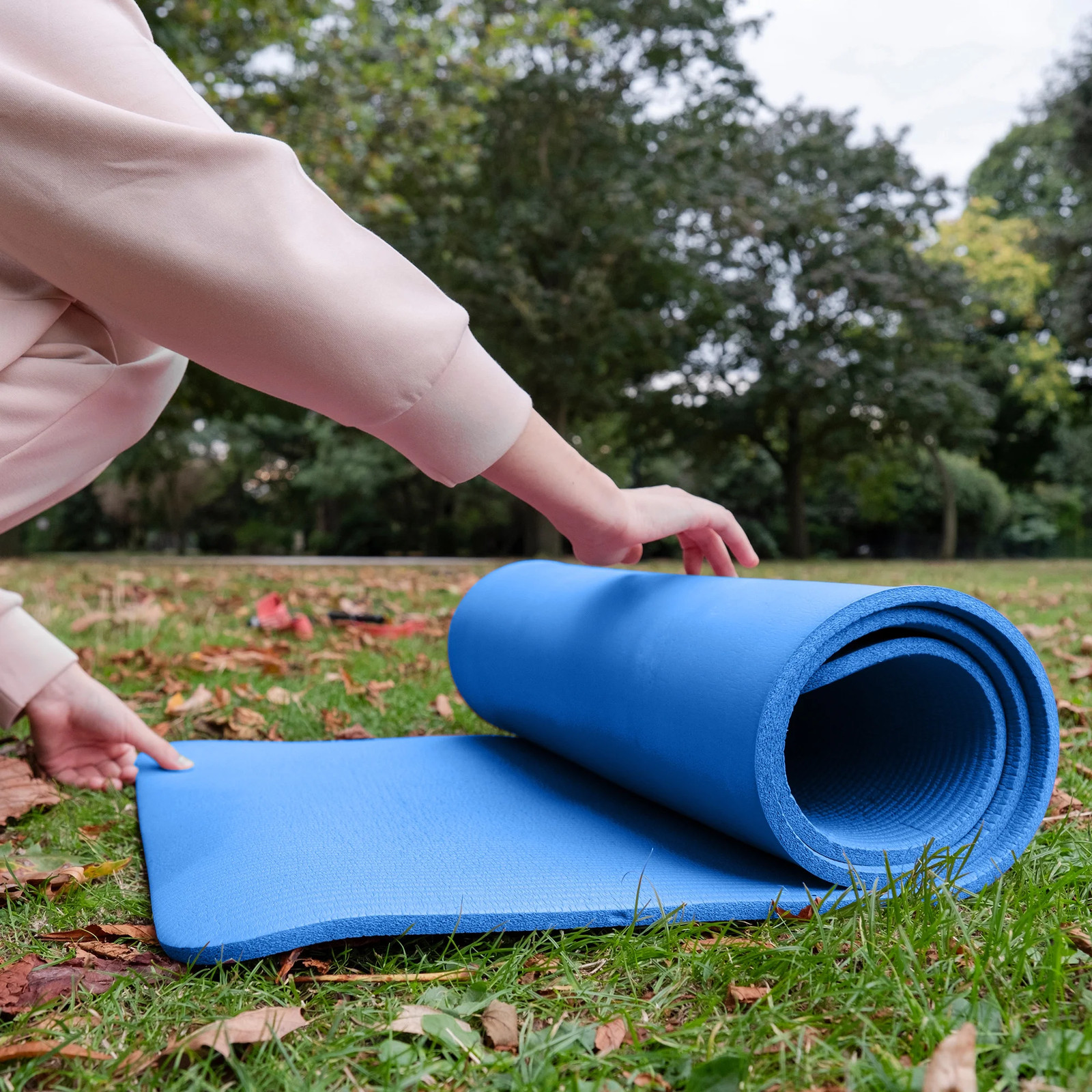 All-Purpose 1-Inch Extra Thick High Density Anti-Tear Exercise Yoga Mat with Car