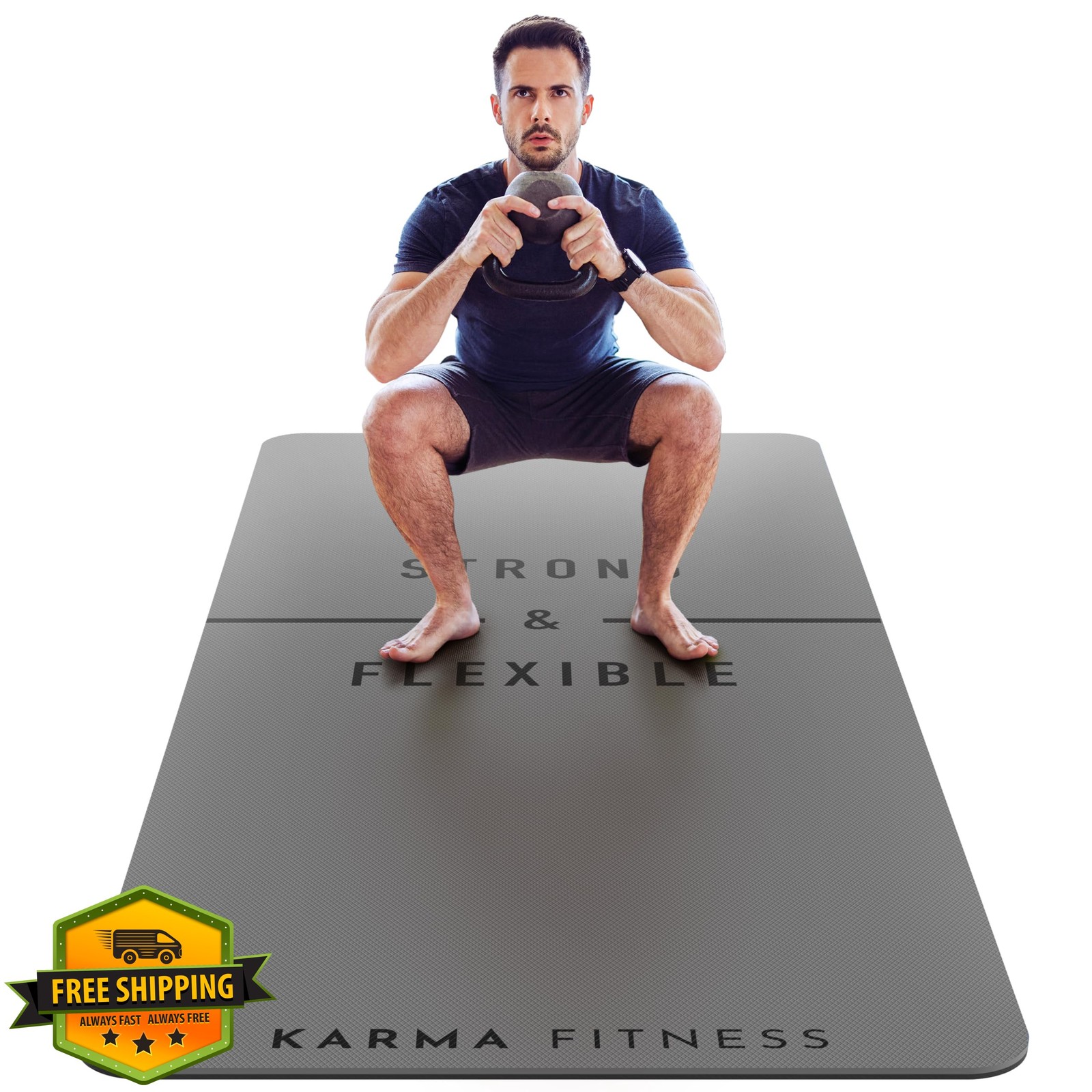 Karma Fitness TPE Yoga Mat Grey Printed 72″x32″