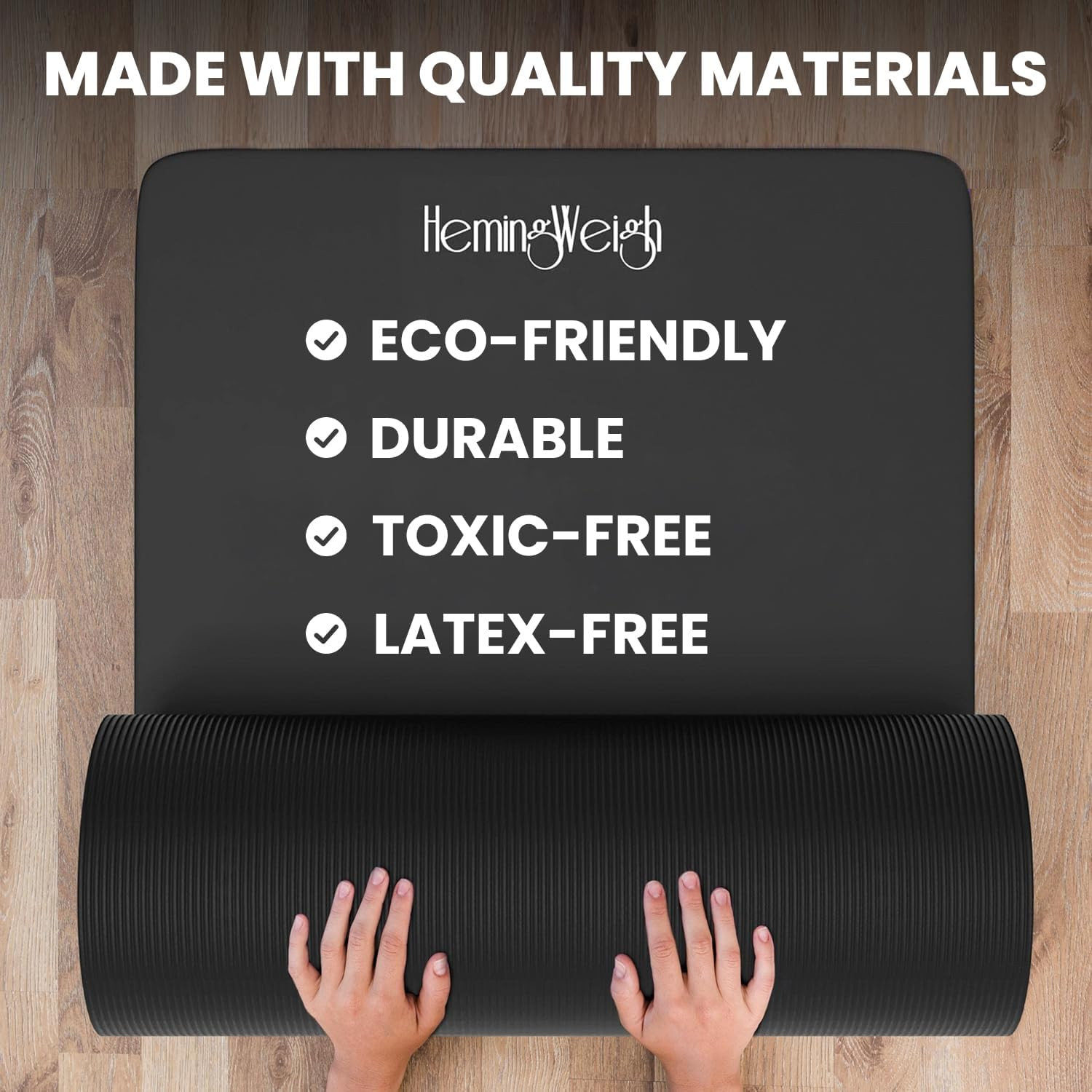 Hemingweigh 1 Inch Extra Thick Non Slip Yoga Mat – Exercise Mats for Home Workou