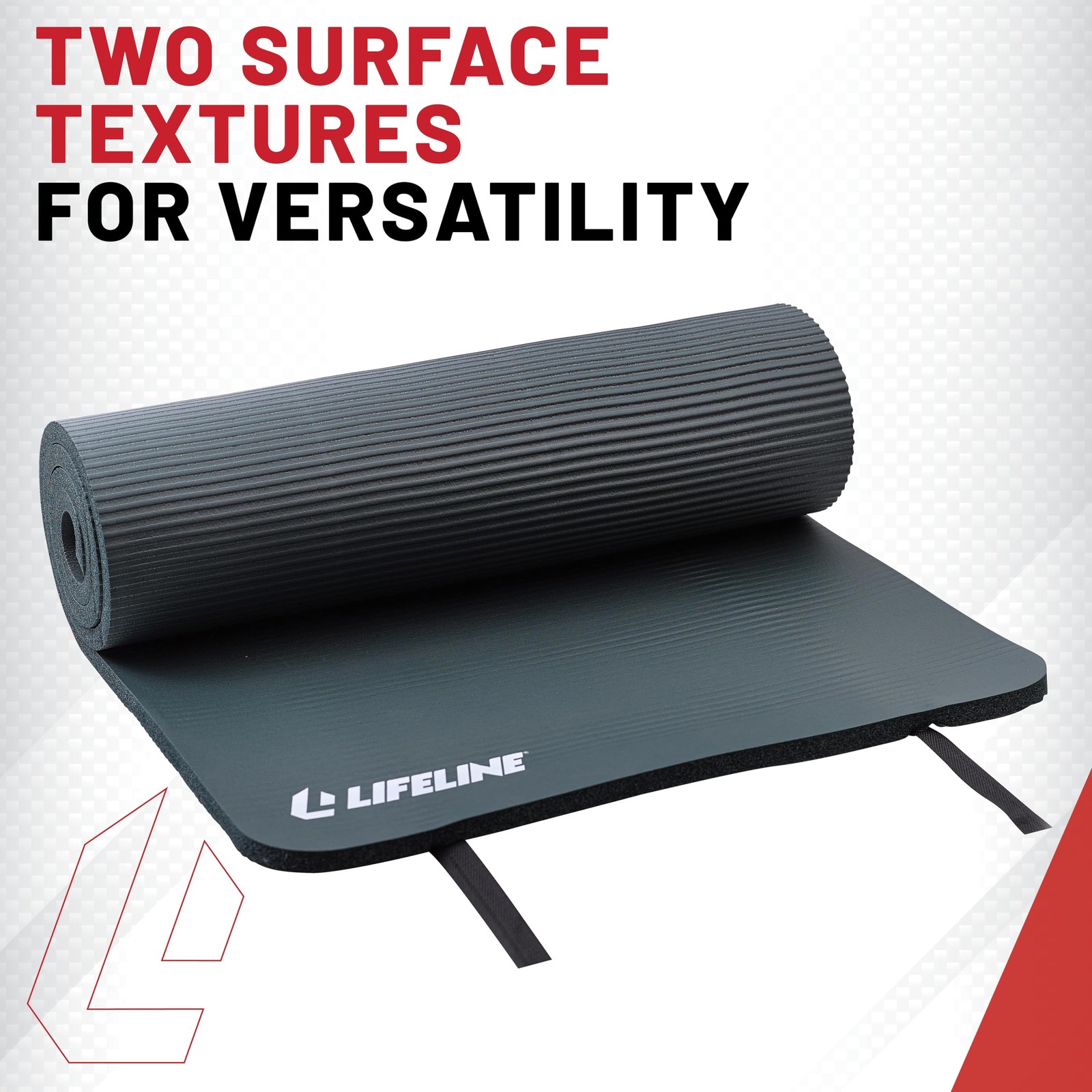 Lifeline Exercise Mat Pro – Extra Thick – Double-Sided with 5/8″, Charcoal