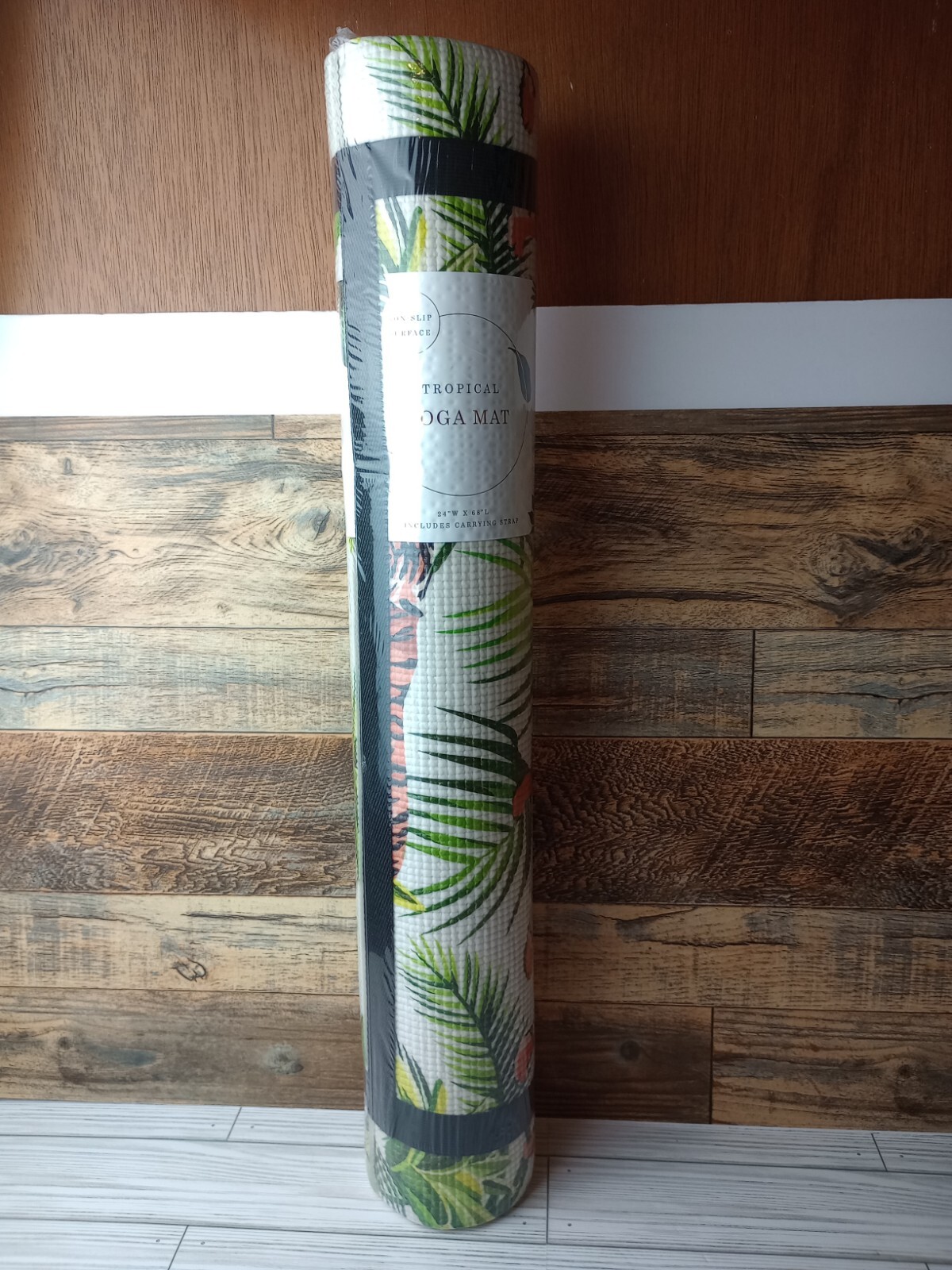 Tropical Paradise Yoga Mat 24″ W X 68″ L Tigers & Palm Print with Carrying Strap