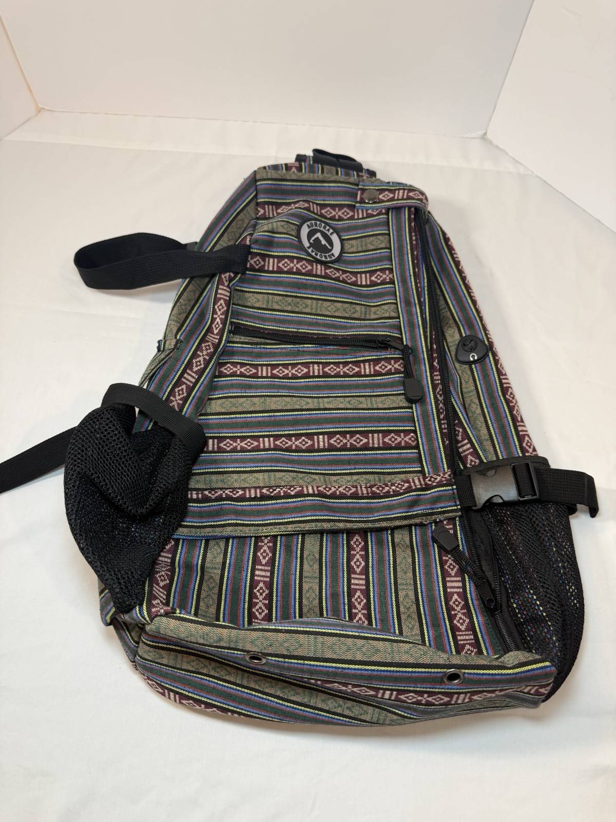 Urorae Yoga Mat Sling Backpack Bag Striped Multi-Color Crossbody Travel Pack