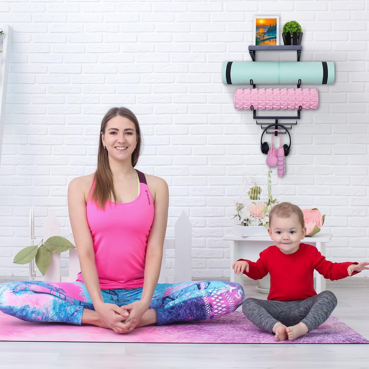 Yoga Mat Holder Wall Mount Yoga Mat Storage Rack Home Gym Accessories with 3 …