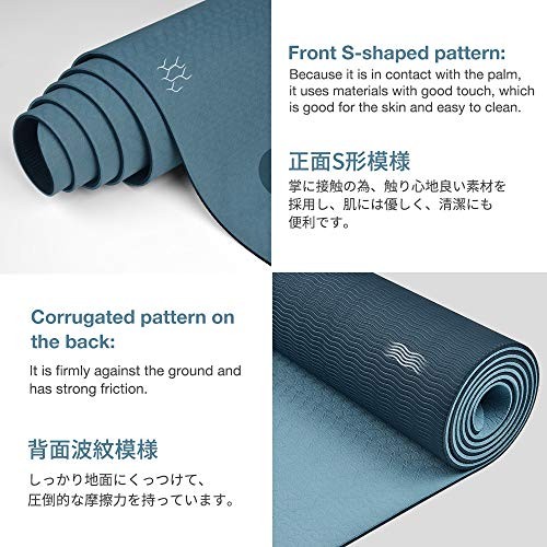 Yoga Mat Non Slip, Eco Friendly Fitness 0.24*24*72 Inches Grey Blue / Black