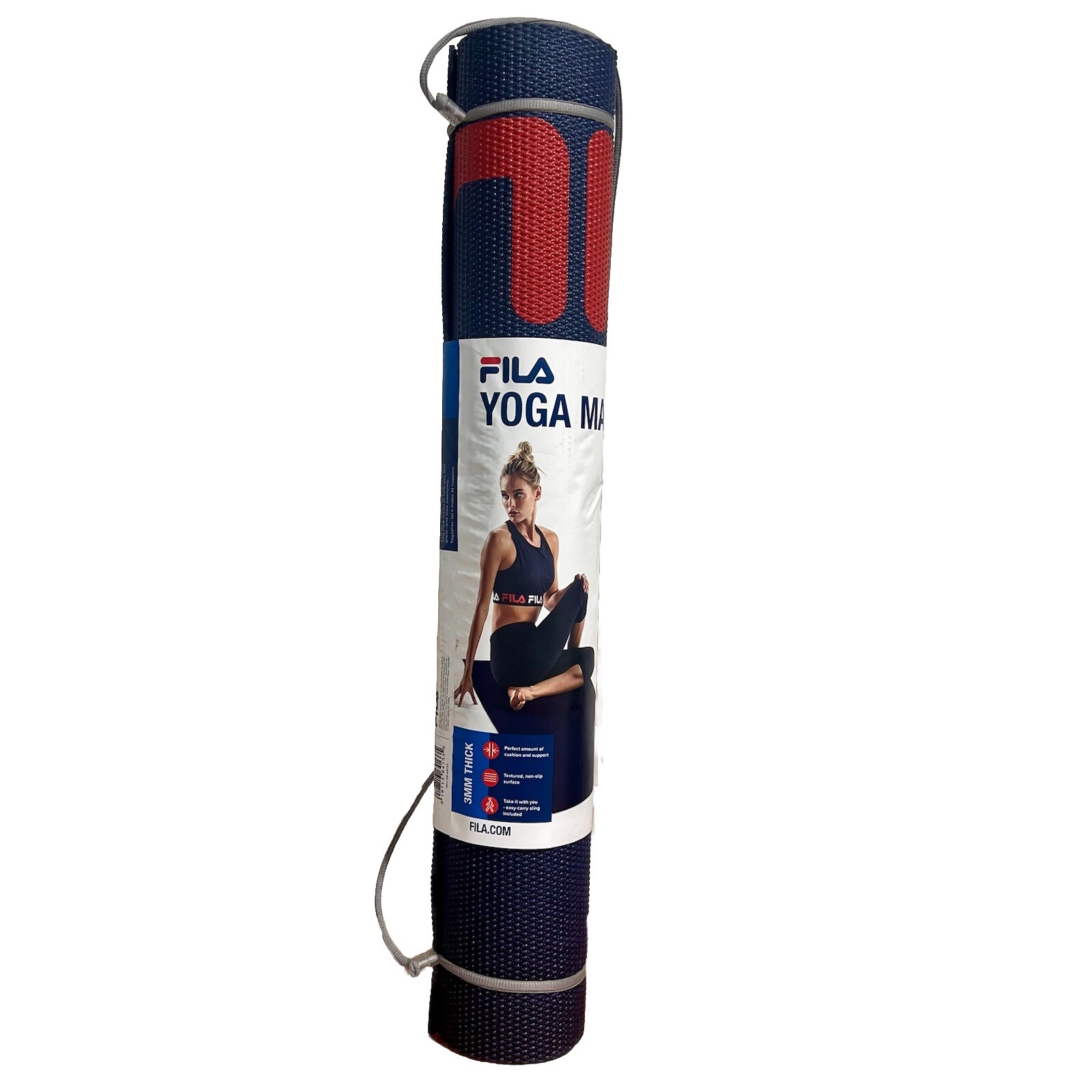 Fila Classic Yoga Mat With Carrying Strap Navy 3mm