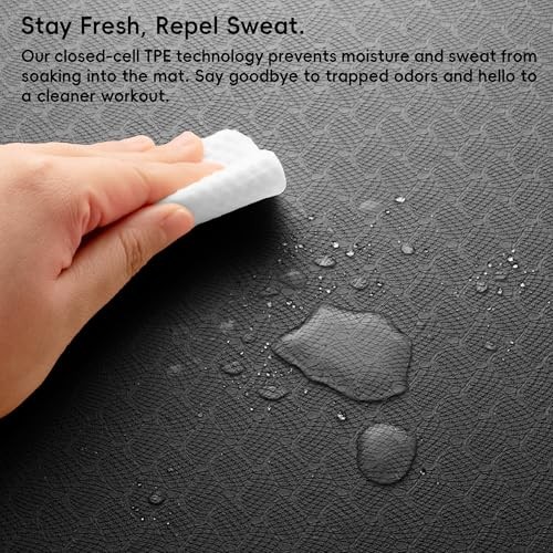 Extra Wide Yoga Mat 72″ x 32″, 6mm Non Slip TPE Exercise Mat with black