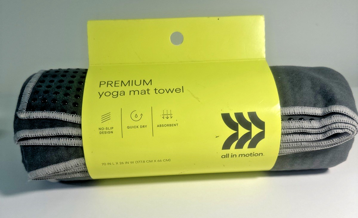 All in Motion Premium Yoga Mat, No-Slip Design Quick Dry Absorbent 70×26 Gray