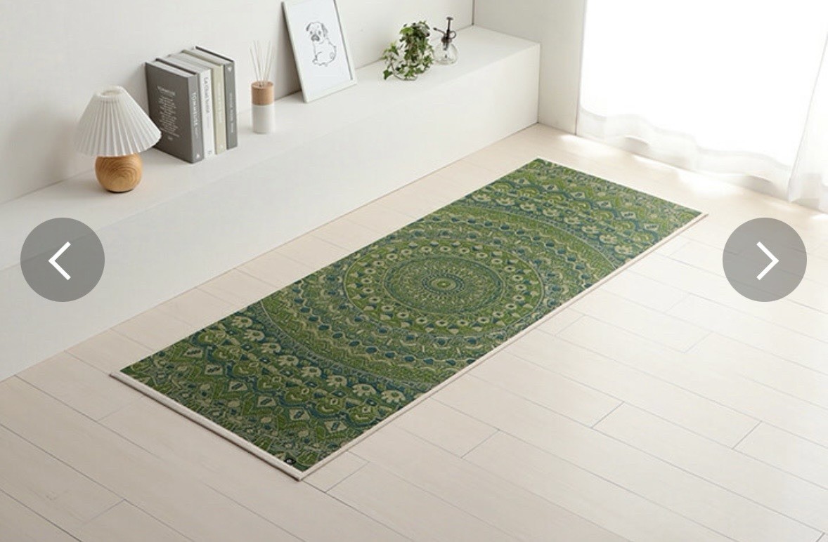 Authentic IKEHIKO Tatami Yoga Mat “Mandala” Blue Natural Igusa Made in Japan