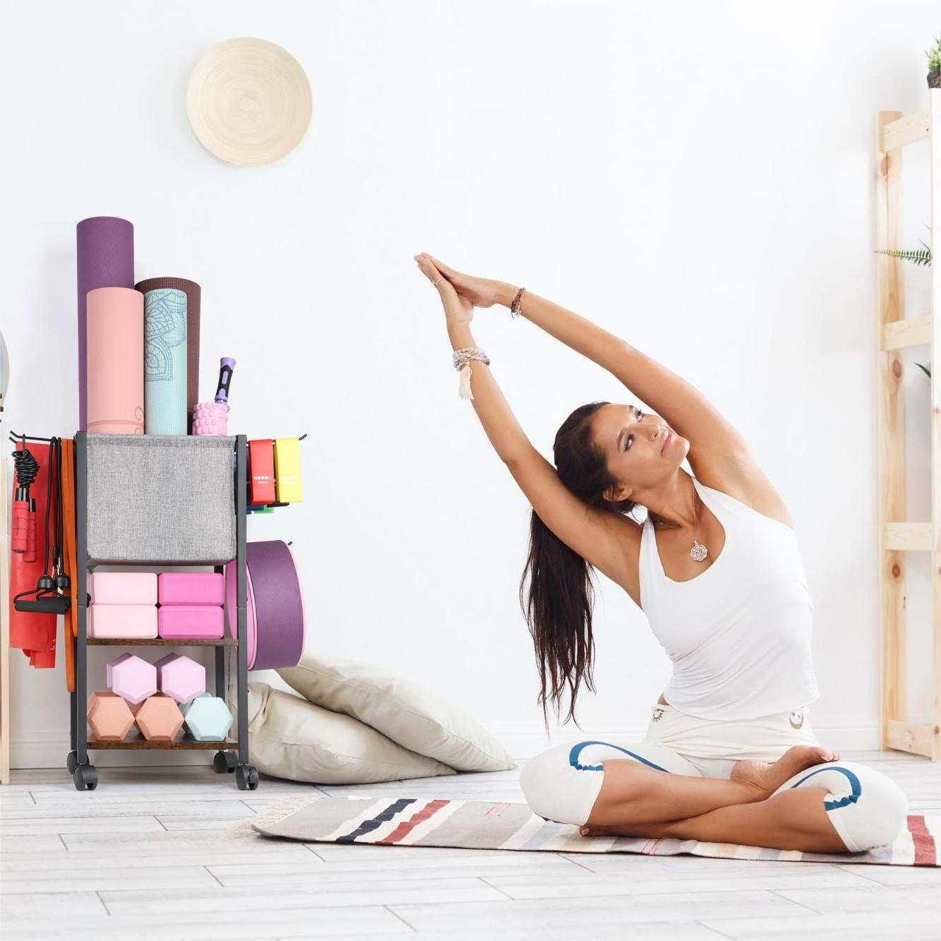 Yoga Mat Storage Rack – Home Gym Organizer for Dumbbells, Kettlebells, and Gym A