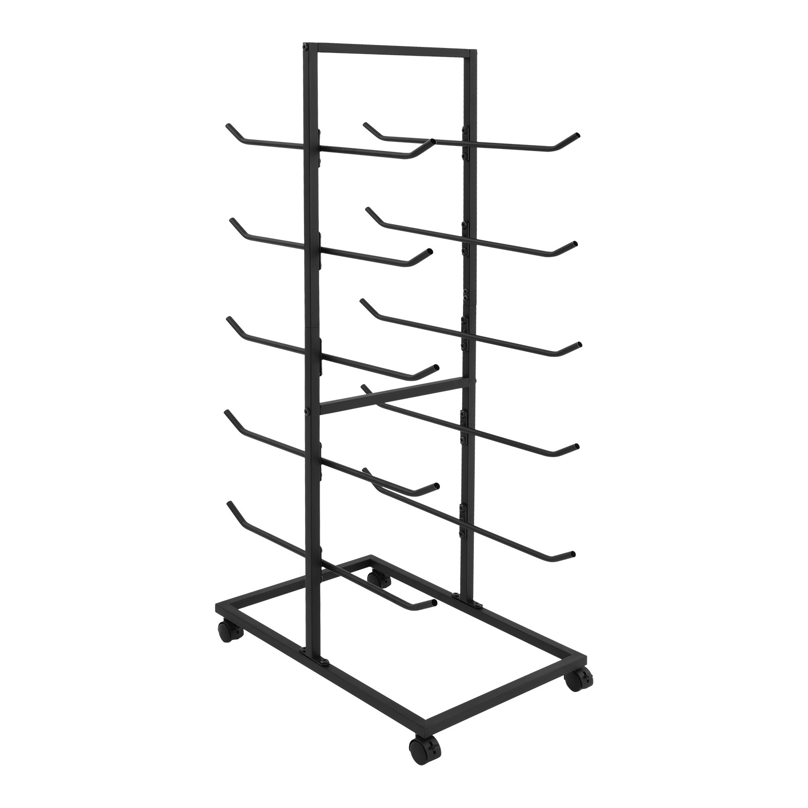 5 Tier Metal Yoga Mat Holder Yoga Mat Storage Rack w/Wheels 60*40*130cm