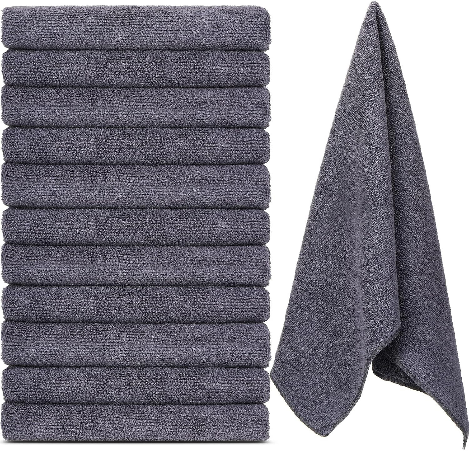 12 Pcs Microfiber Workout Gym Towels, 360 GSM 12X30 Inch Fast Drying Yoga Towels
