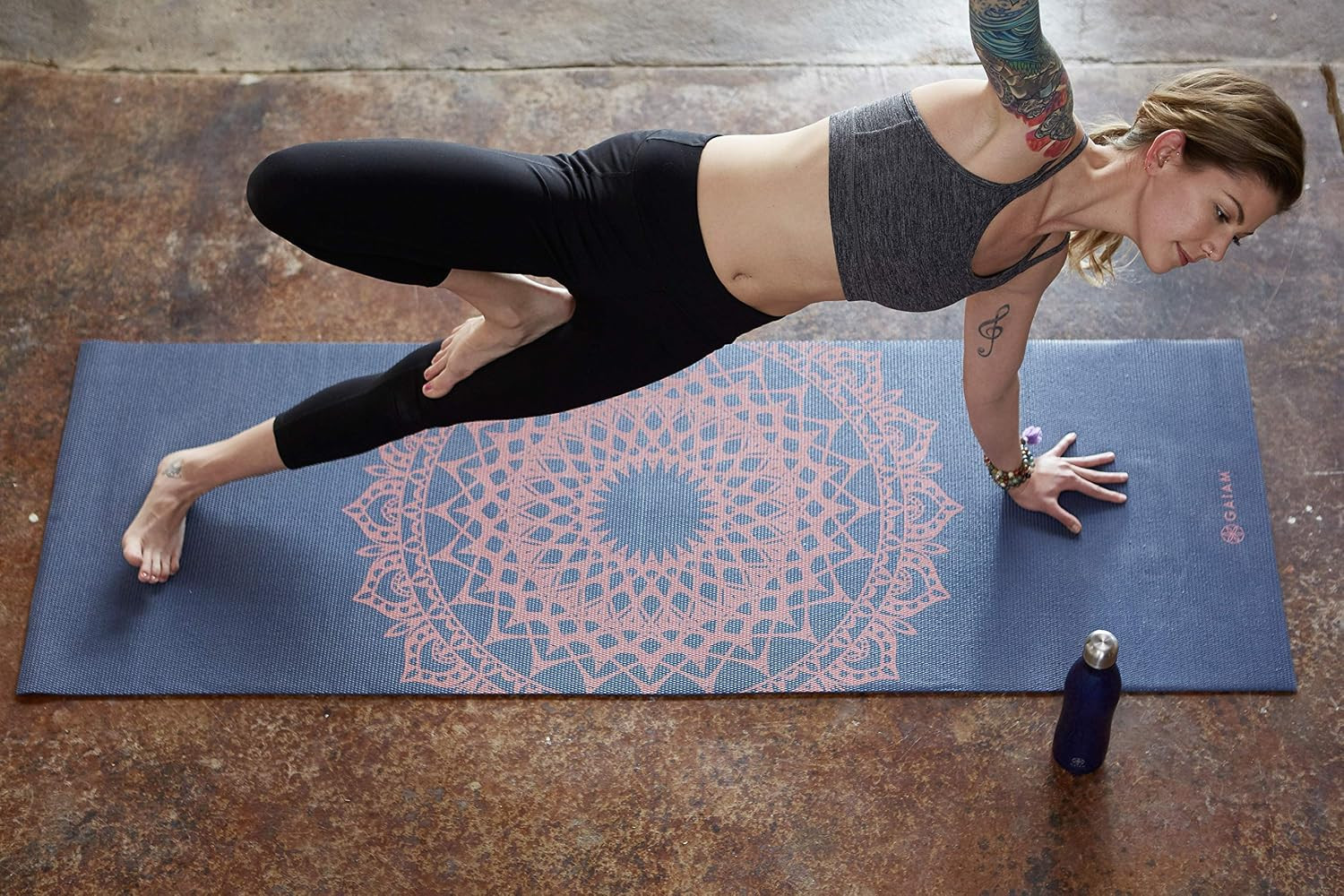 Gaiam Print Yoga Mat, Non Slip Exercise & Fitness Mat for All Types of Yoga, Pil