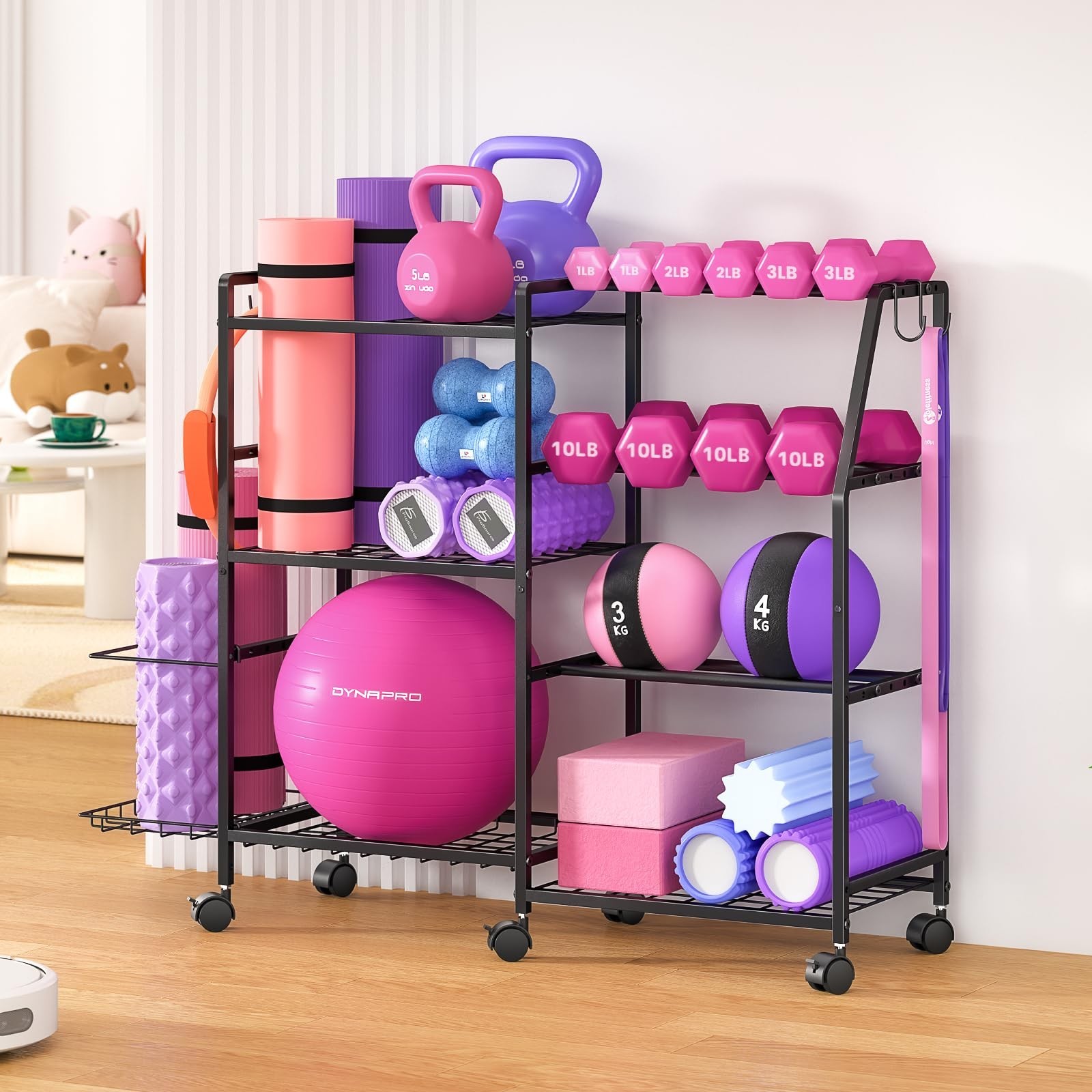 Dumbbell Rack, Weight Rack for Home Gym, Yoga Mat Storage Rack, Exercise Equi…