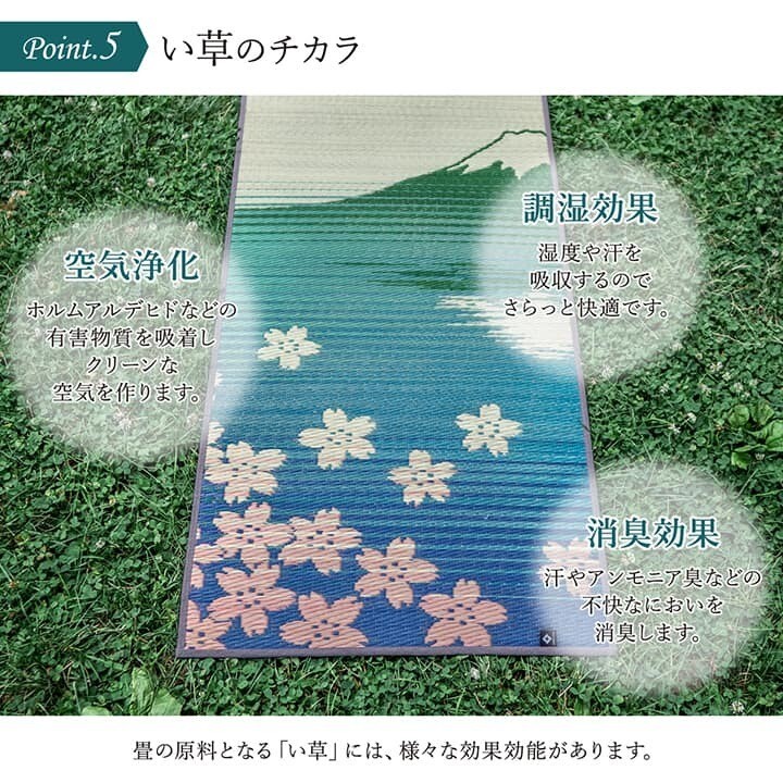 Tatami Yoga Mat IKEHIKO SAKURA Mt. Fuji Design Natural Igusa Rush Grass 70×24″