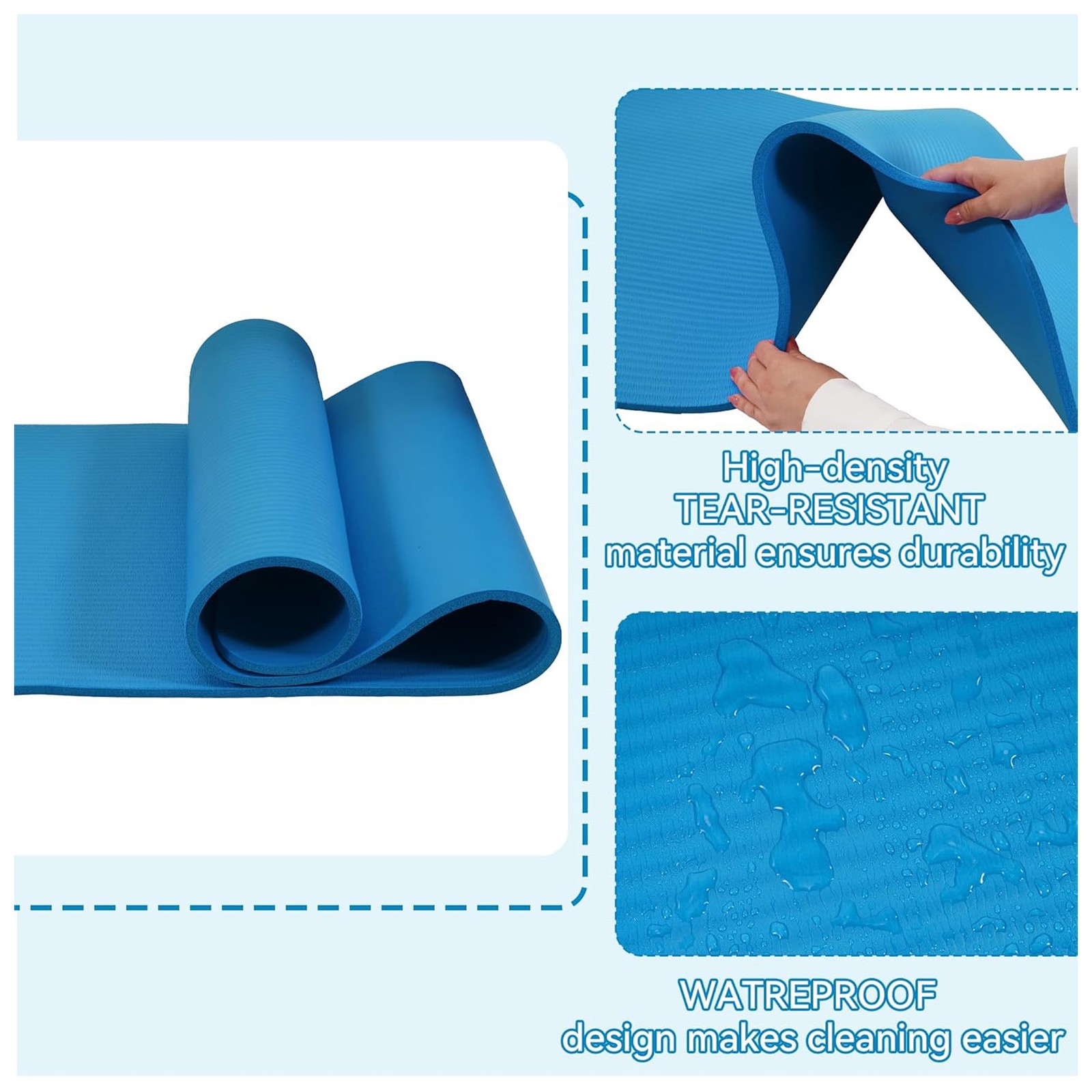 Fitvids 1/2-Inch Thick High Density Exercise Yoga Mat, Carrying Strap (Open Box)