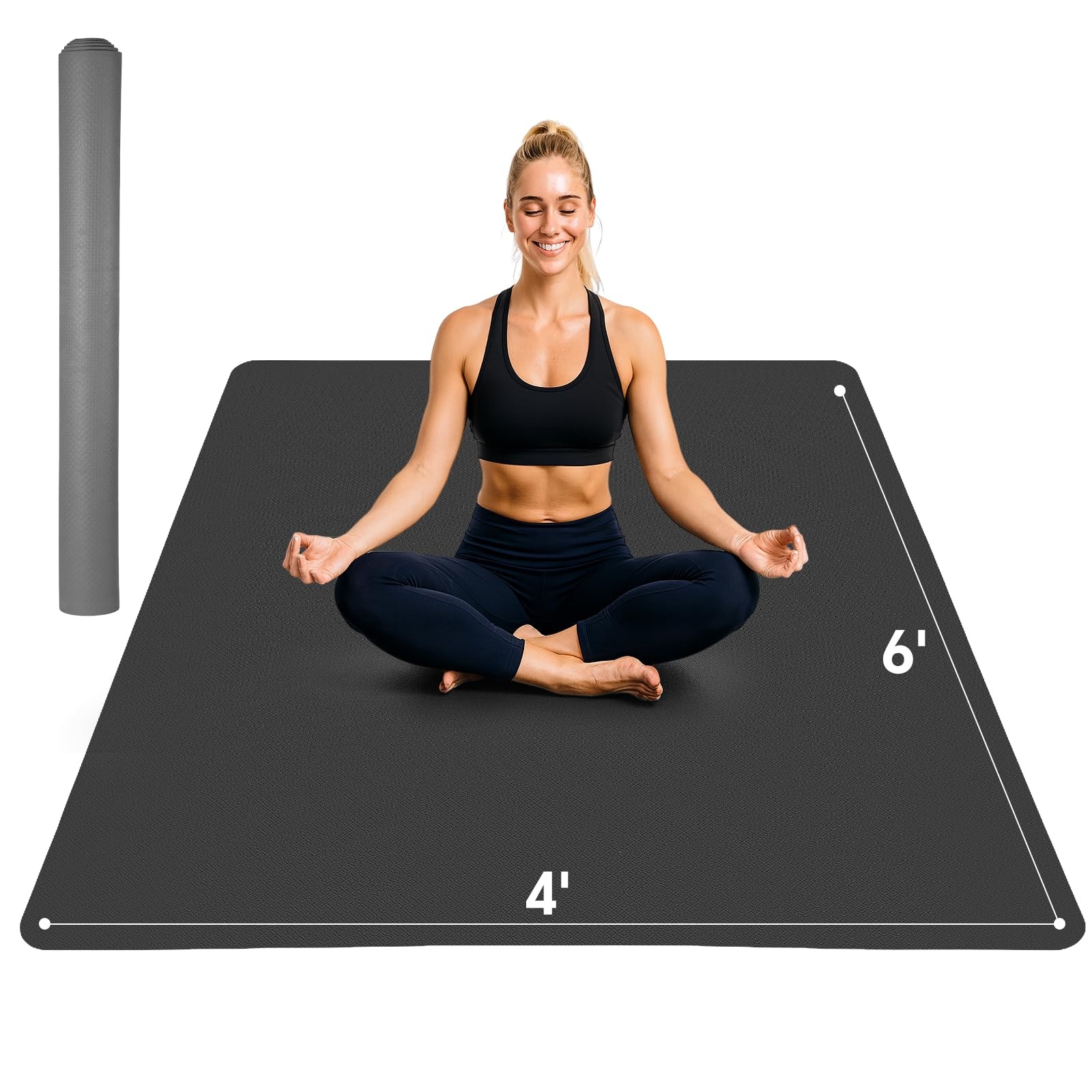 Extra Large Yoga Mat 6’x4′(1/4″ Thick), Non-Slip, Ultra Durable, Wide Workout…