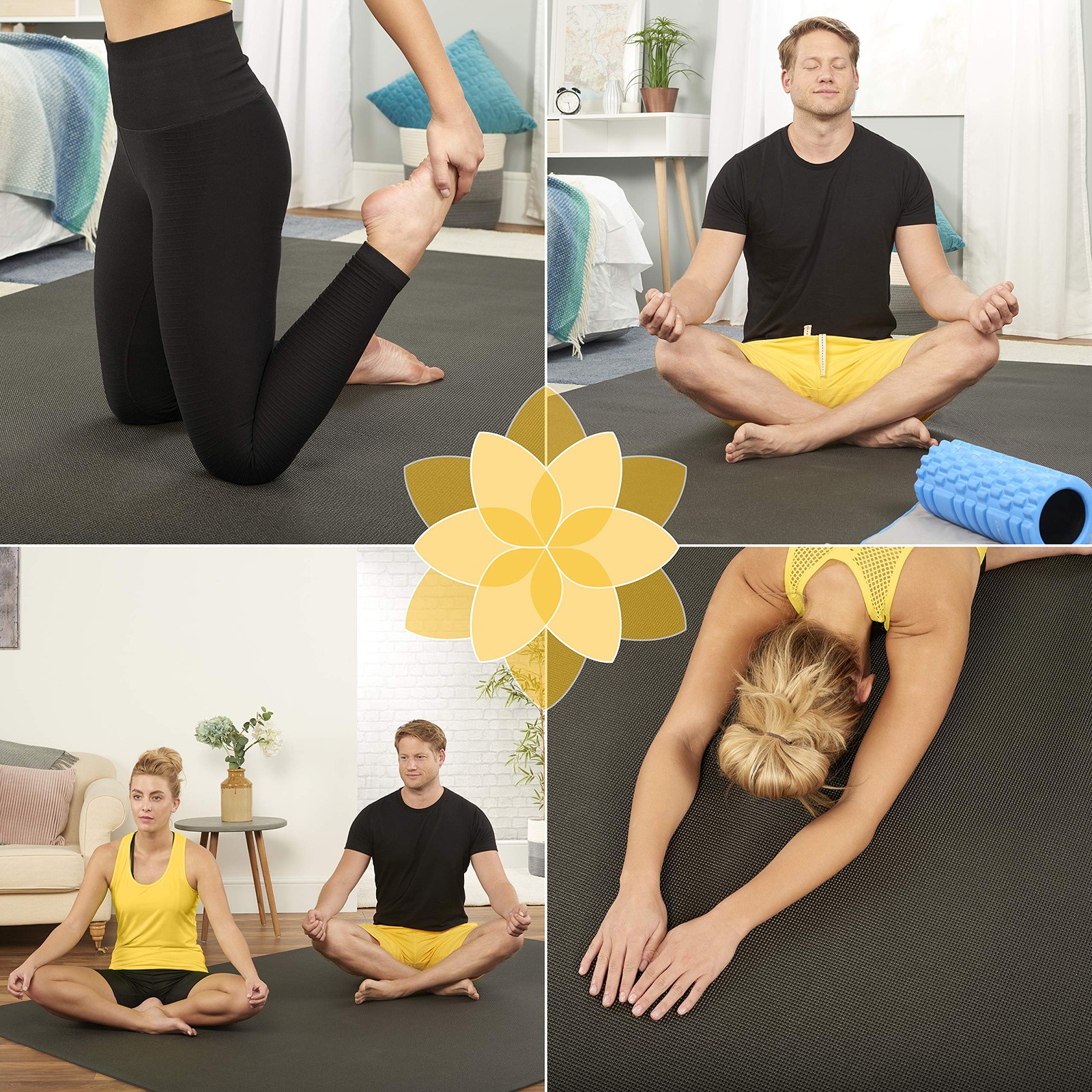 Large Yoga Mat 6’x4’x8mm Extra Thick, Durable, Non-Slip & Odorless Barefoot E…