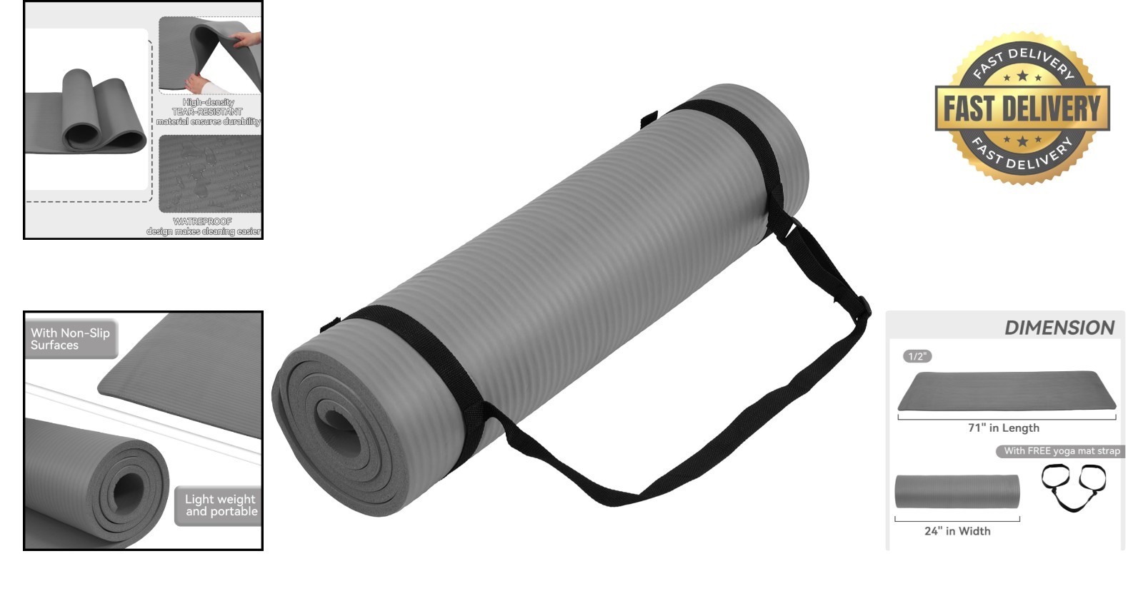 Anti-Tear, Non-Slip Yoga Mat: 1/2-Inch Thick for Ultimate Comfort & Safety