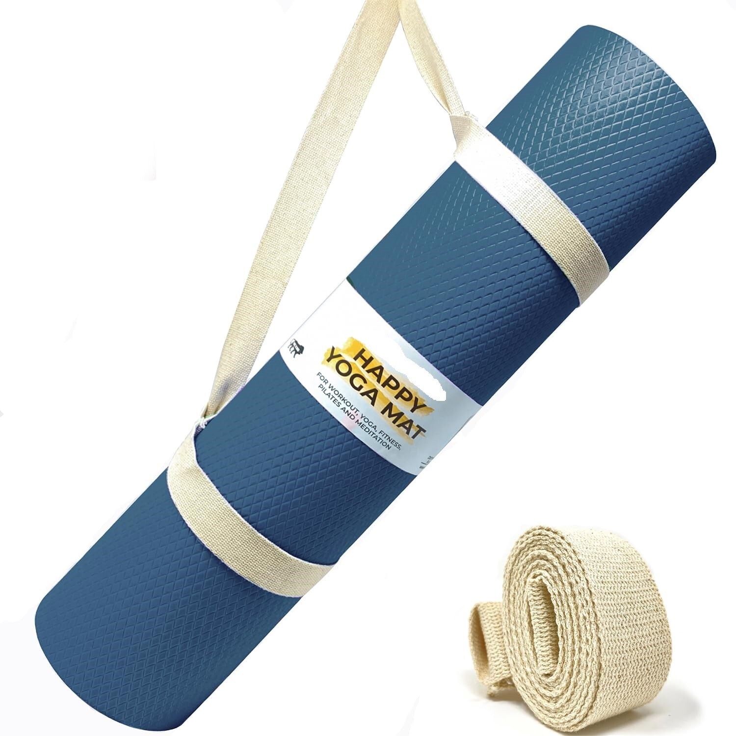 Exercise Yoga Mats Thick w/Carry Strap – Gym Pilates Meditation Fitness
